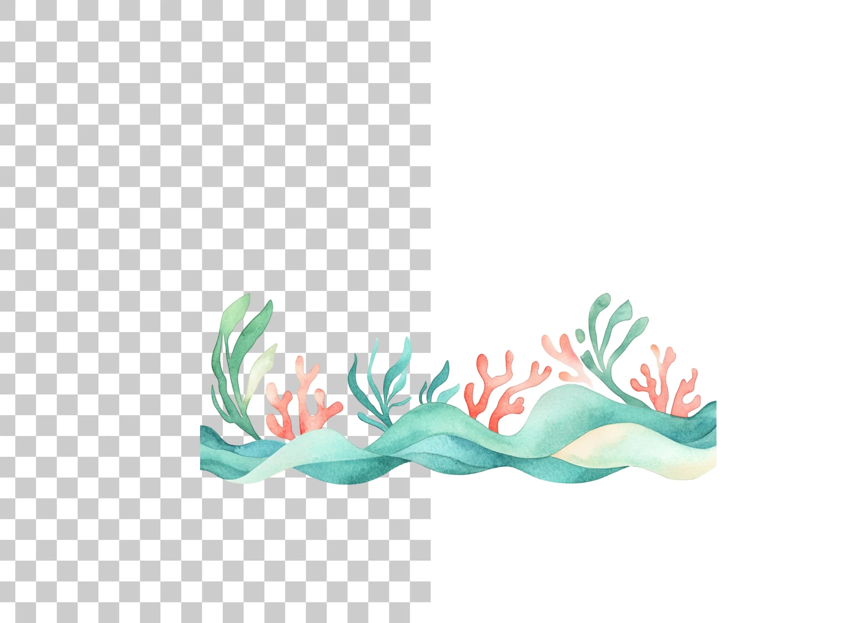 Underwater Seaweed Coral Clipart Bundle