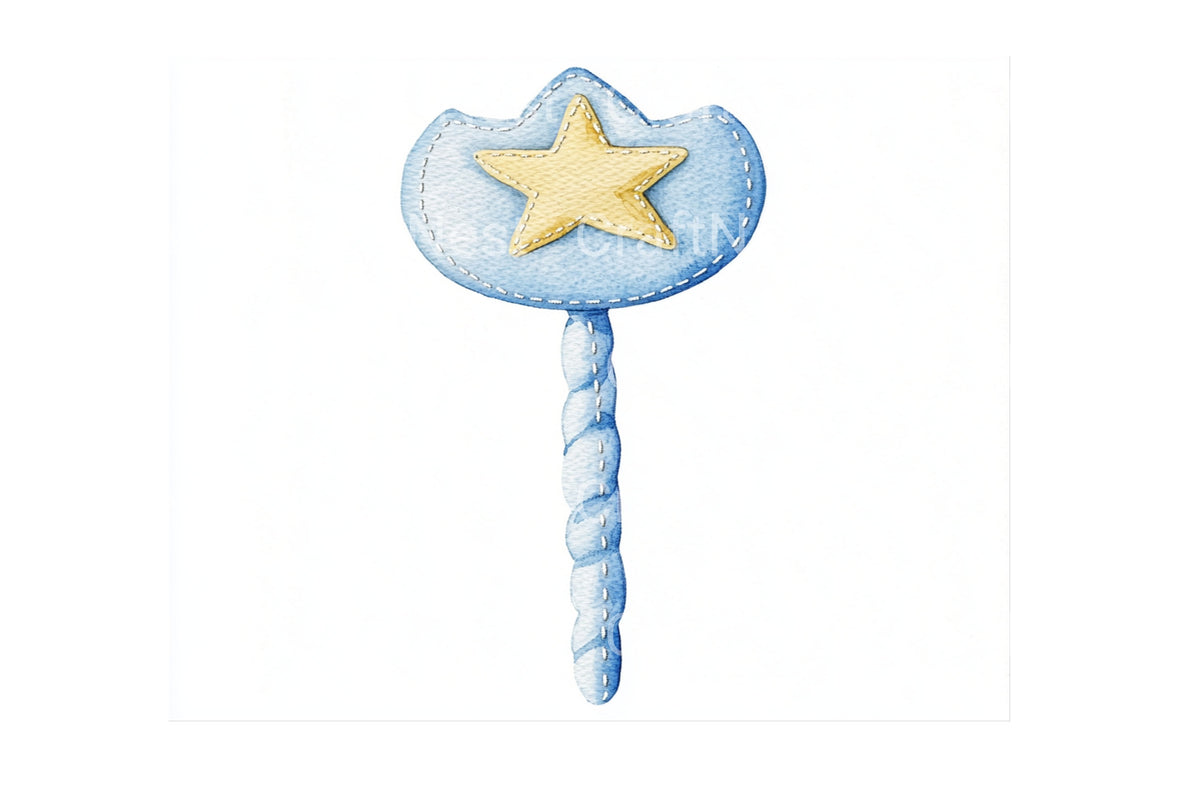Blue Star Wand Baby Shower Clipart Bundle