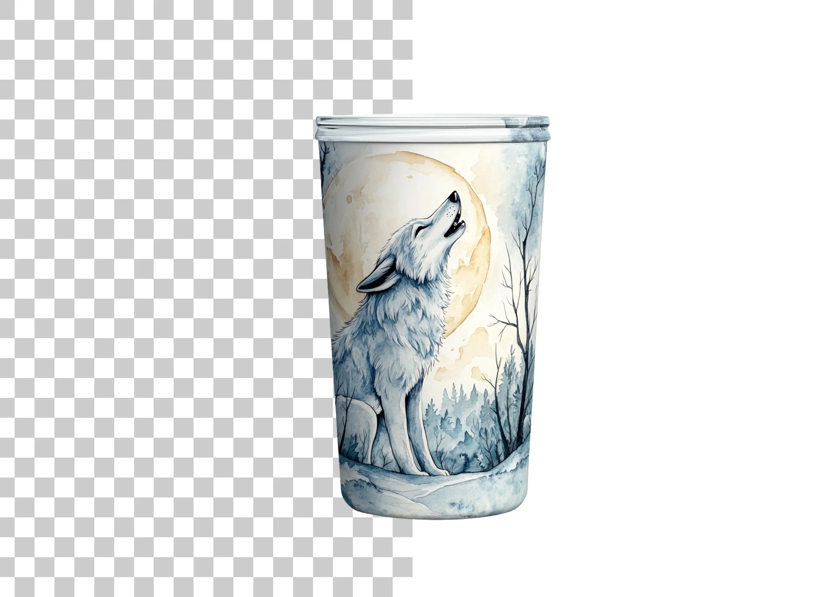 Wolf Howling at Moon Clipart Bundle