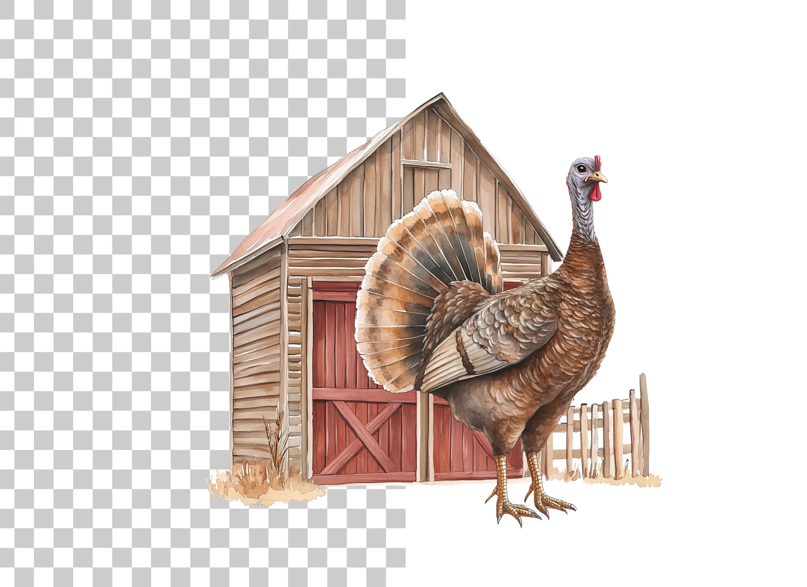 Farmhouse Turkey Barn Clipart Bundle