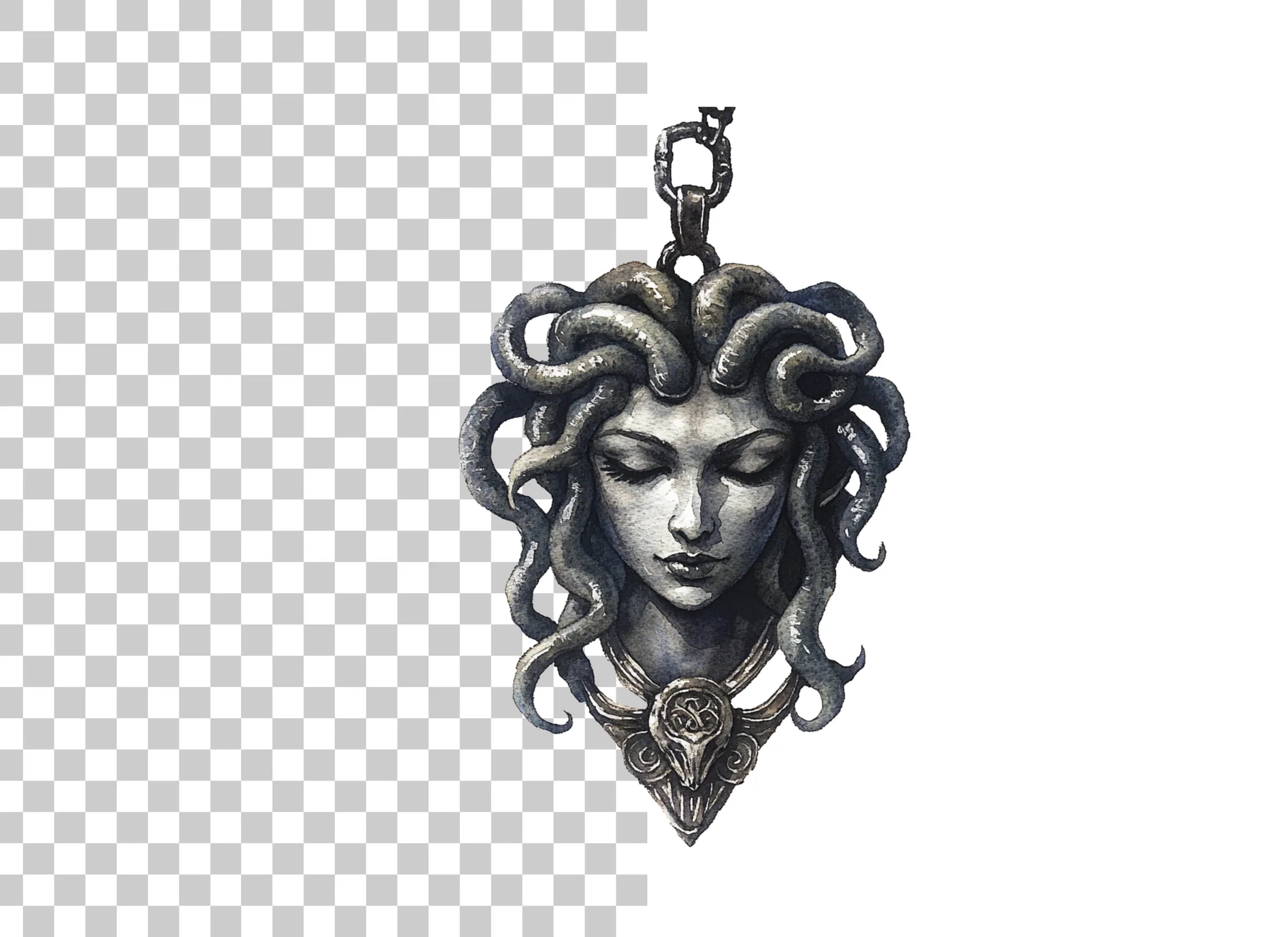 Dark Medusa Pendant Clipart Bundle