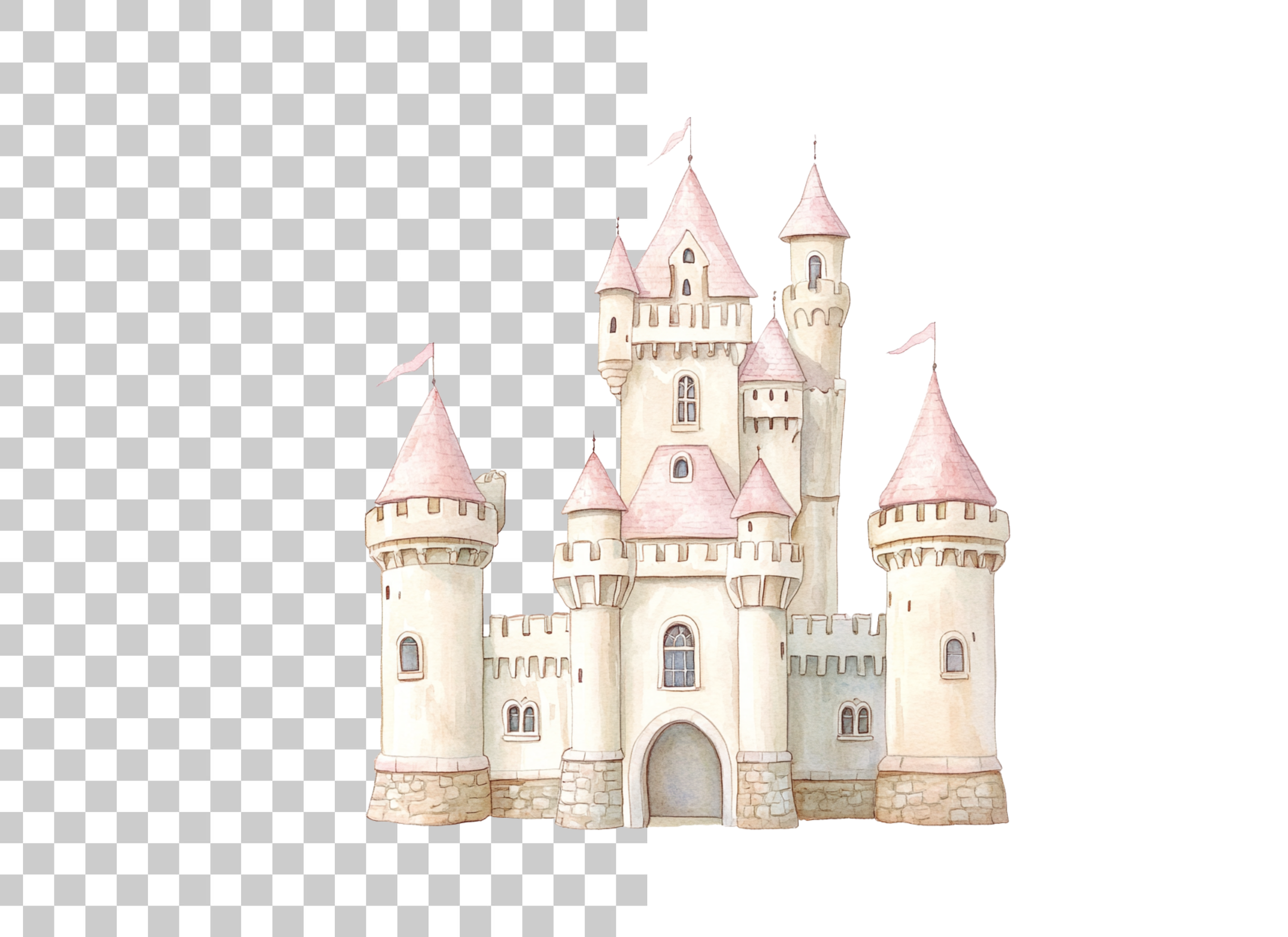 Pink Princess Castle Clipart Bundle