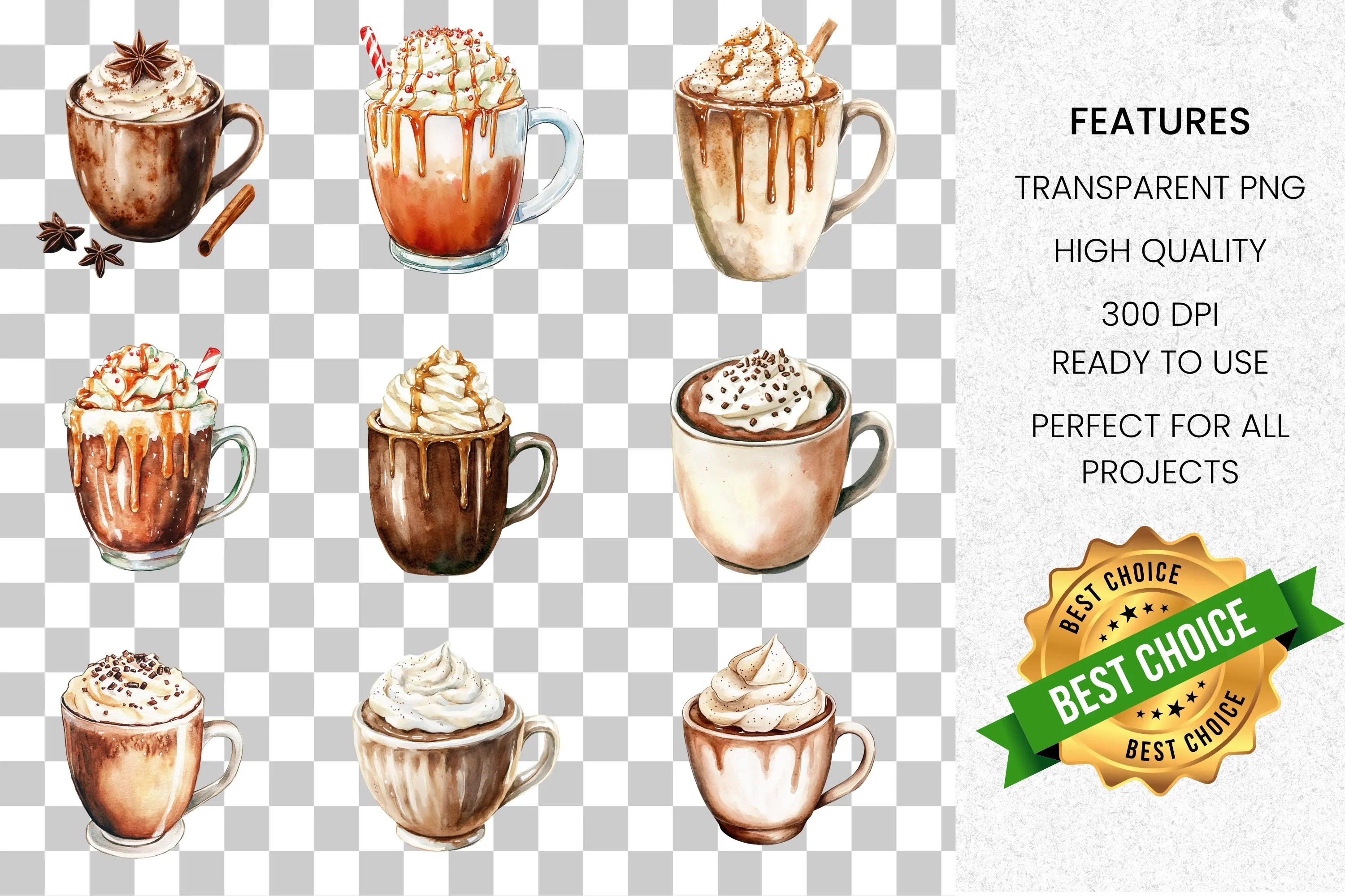 Hot Chocolate Clipart Bundle