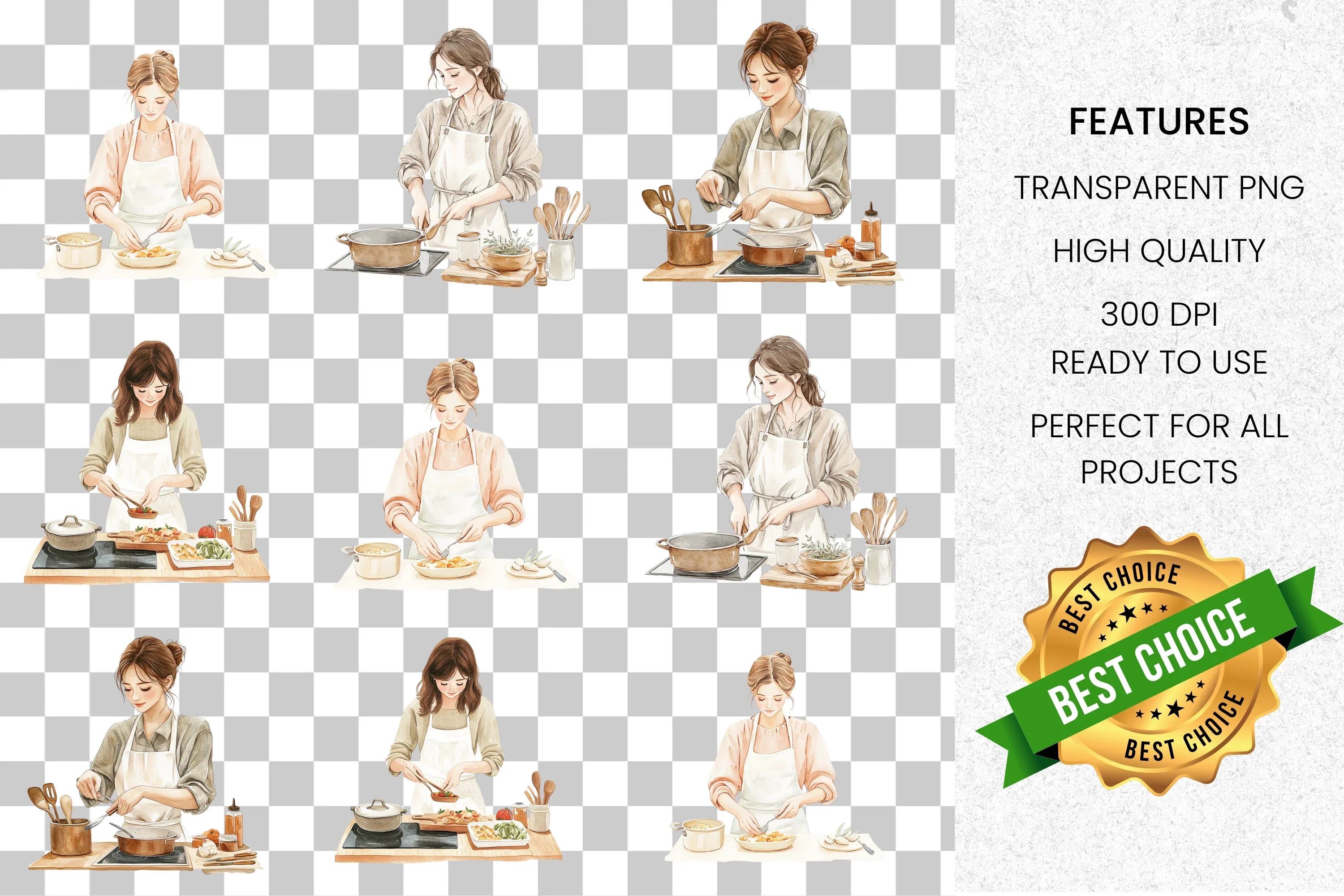 Cooking Women Clipart Bundle