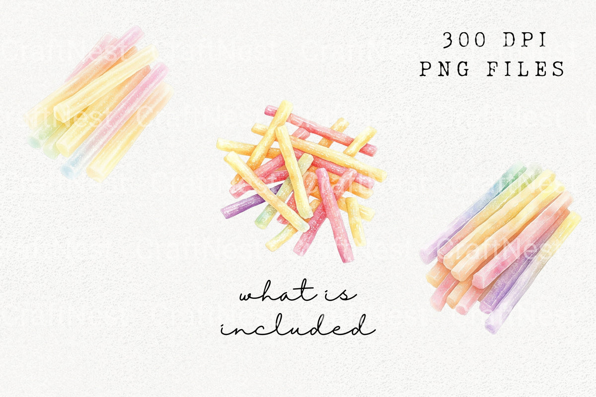 Pastel Rock Candy Sticks Clipart Bundle