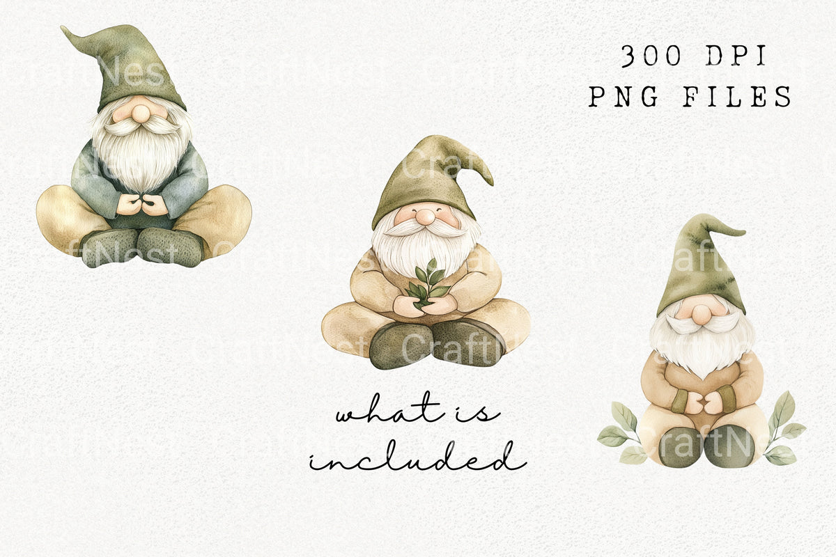 Meditating Gnomes Creations Clipart Bundle