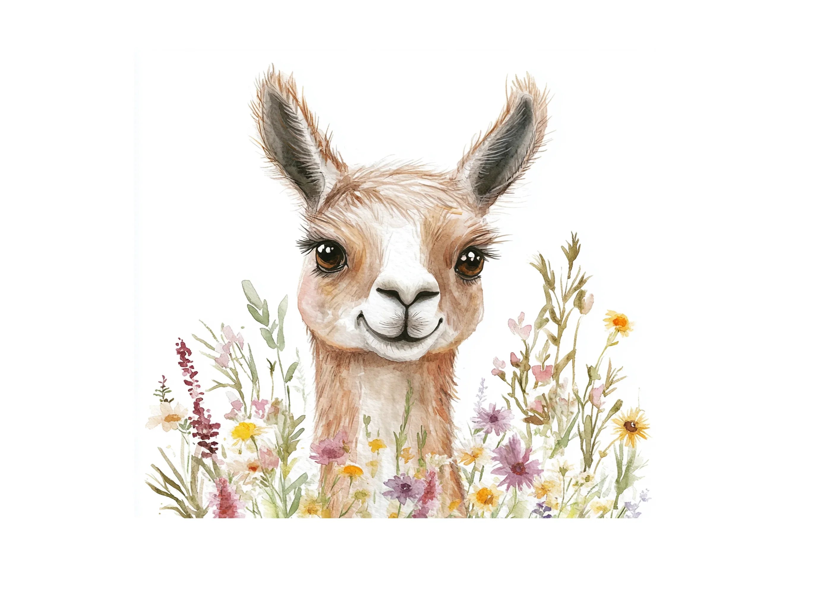 Llama in Wildflower Fields Clipart Bundle