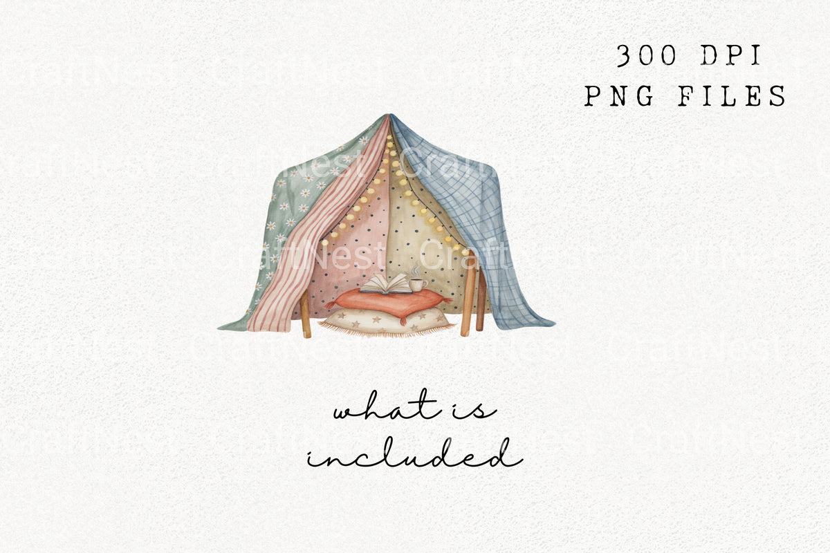 Cozy Reading Tent Clipart Bundle