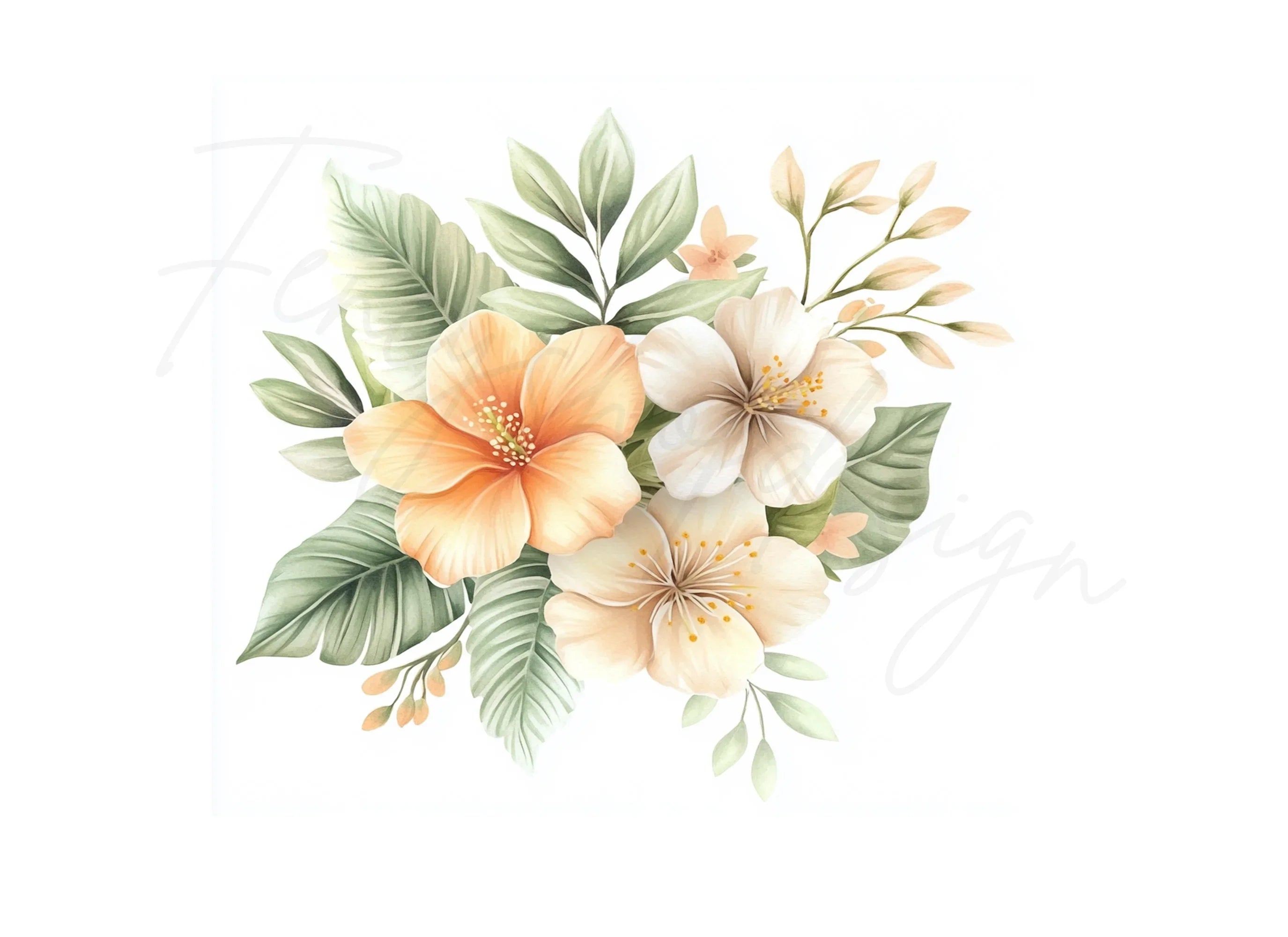 Tropical Hibiscus Clipart Bundle