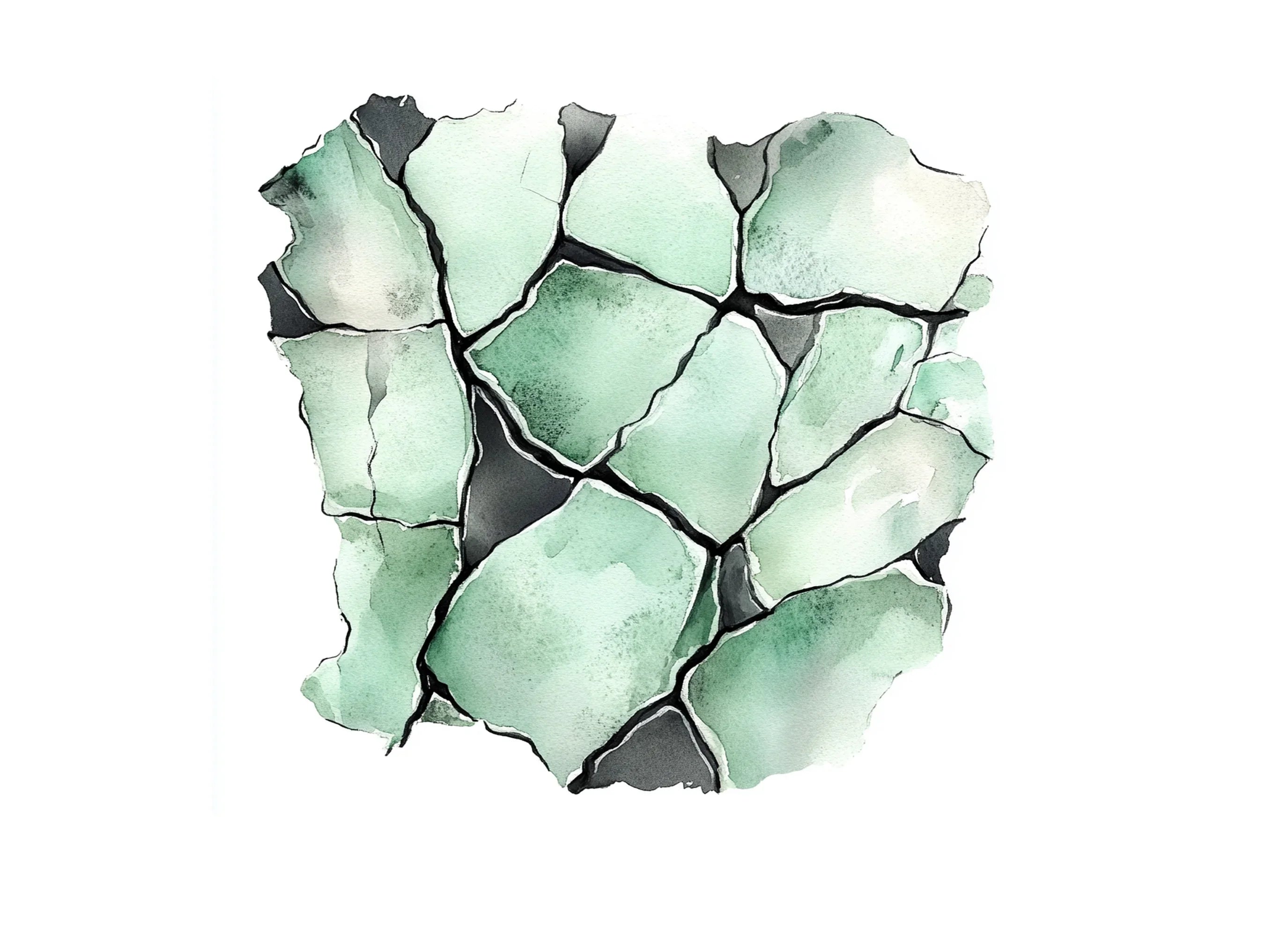 Green Cracked Stone Clipart Bundle