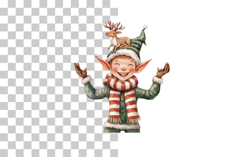 Festive Christmas Elf Reindeer Clipart Bundle - CraftNest - Digital Crafting and Art