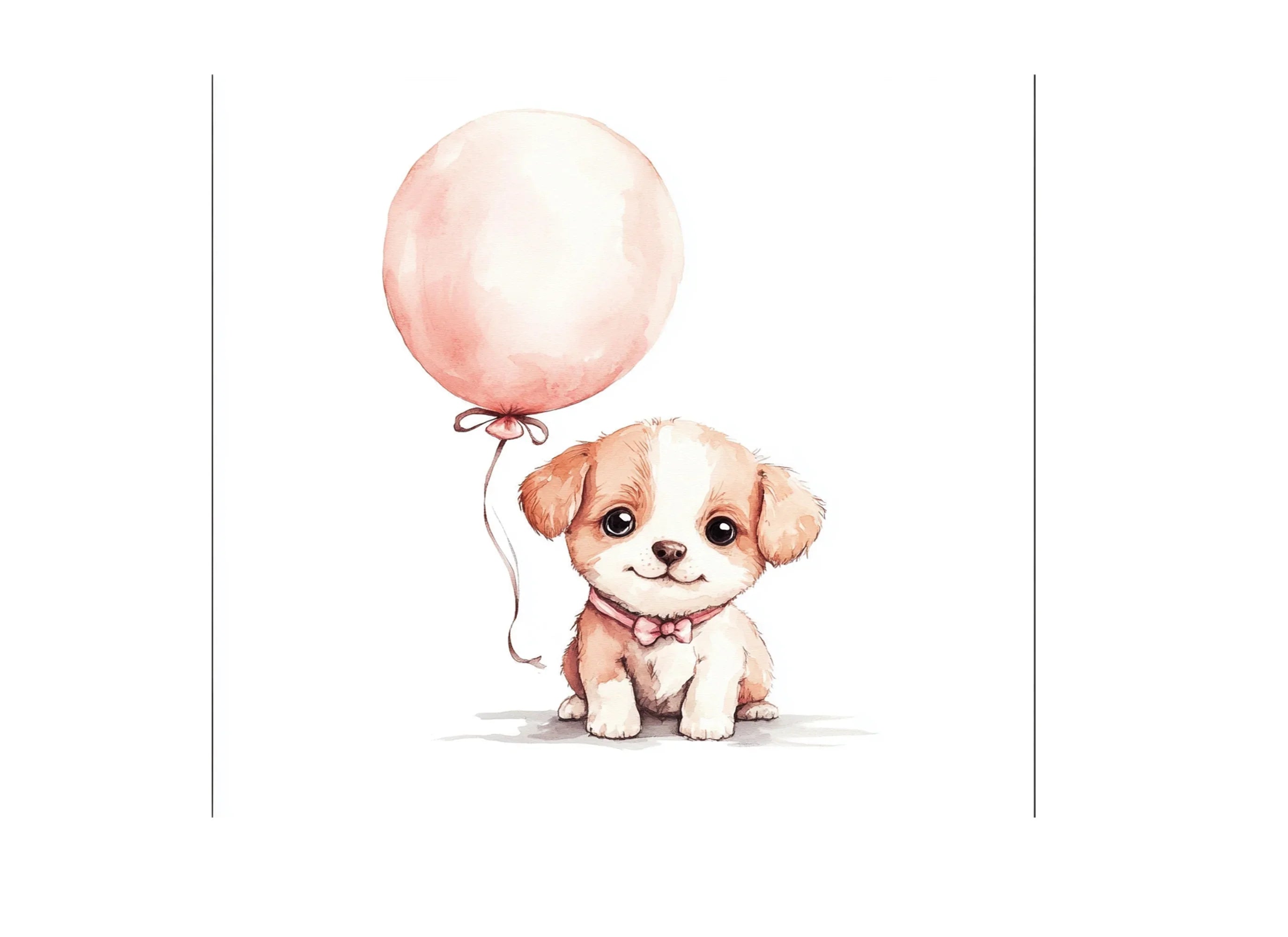 Cute Puppy with Balloons Clipart Bundle