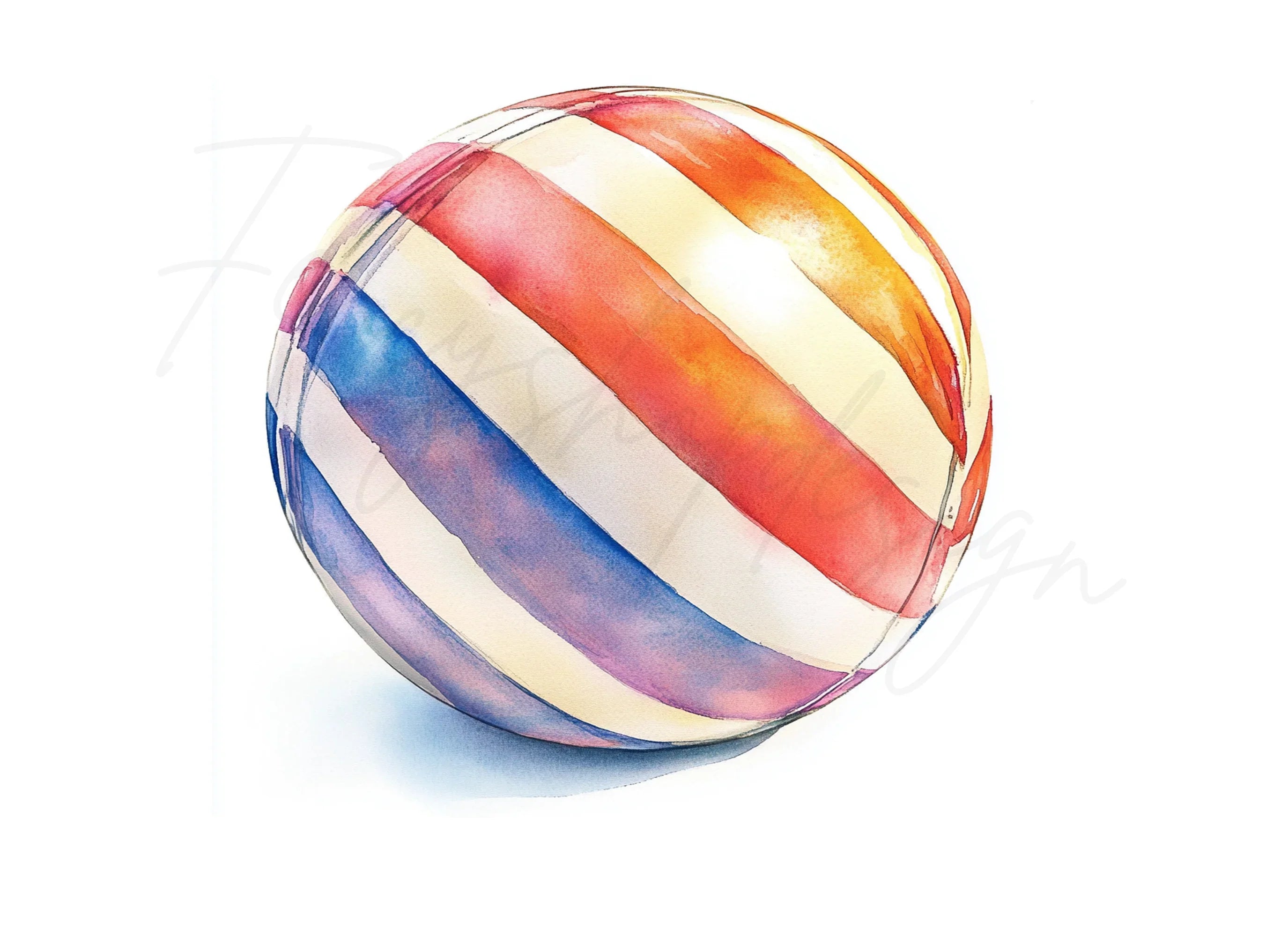 Striped Rainbow Beach Ball Clipart Bundle