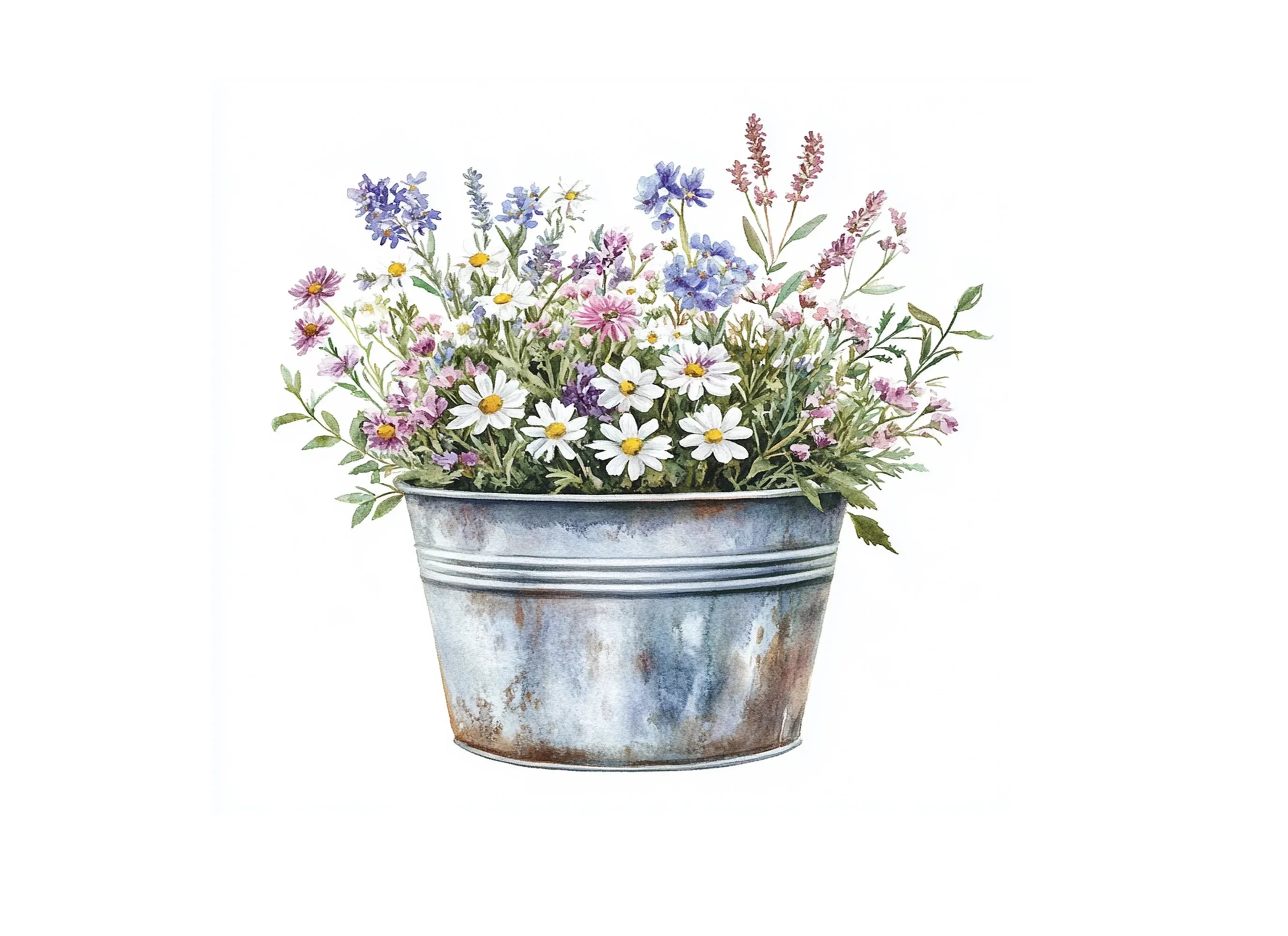 Flower Buckets Clipart Bundle