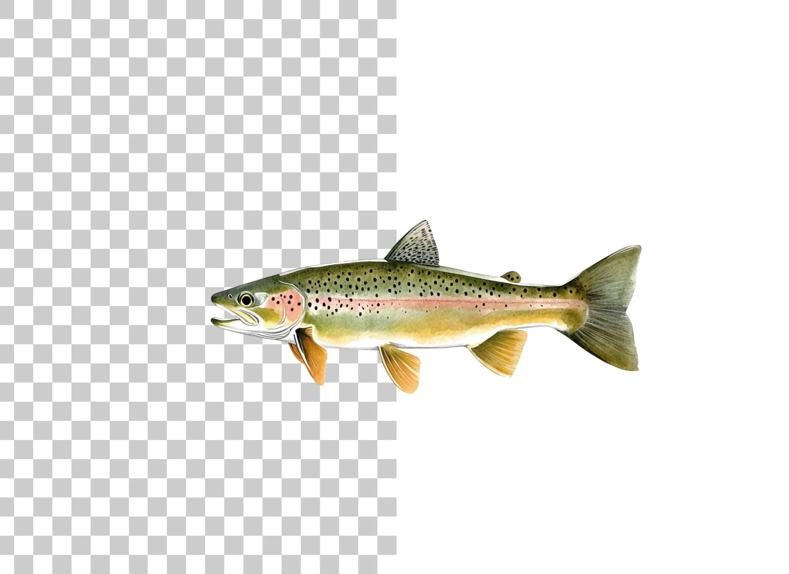 Realistic Brown Trout Fish Clipart Bundle