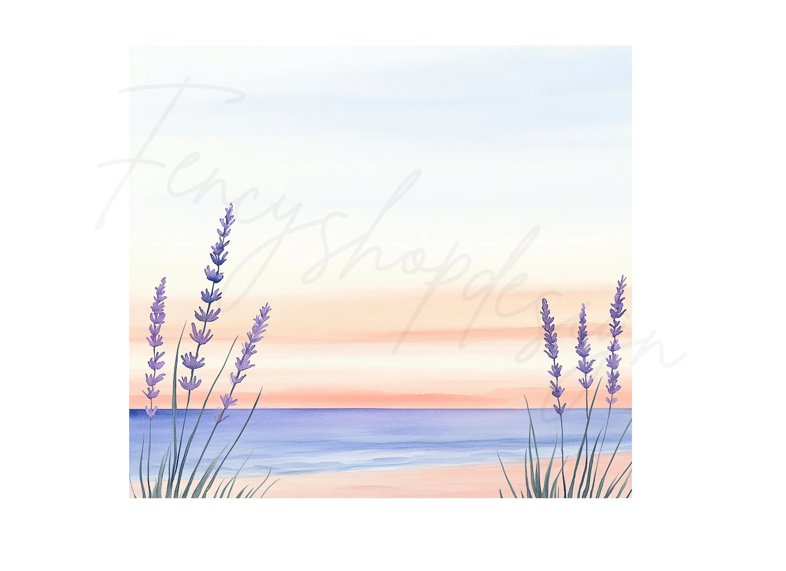 Lavender Beach Sunset Clipart Bundle