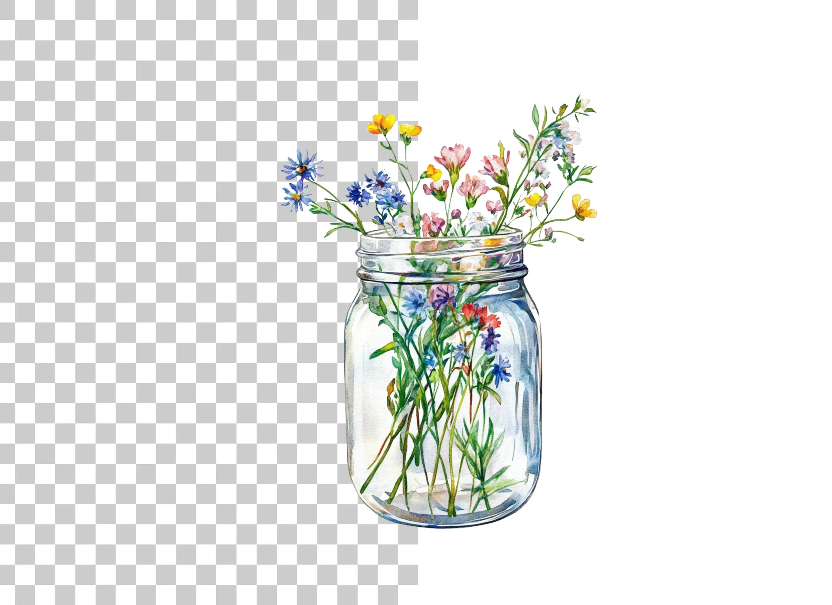 Wildflower Mason Jar Clipart Bundle