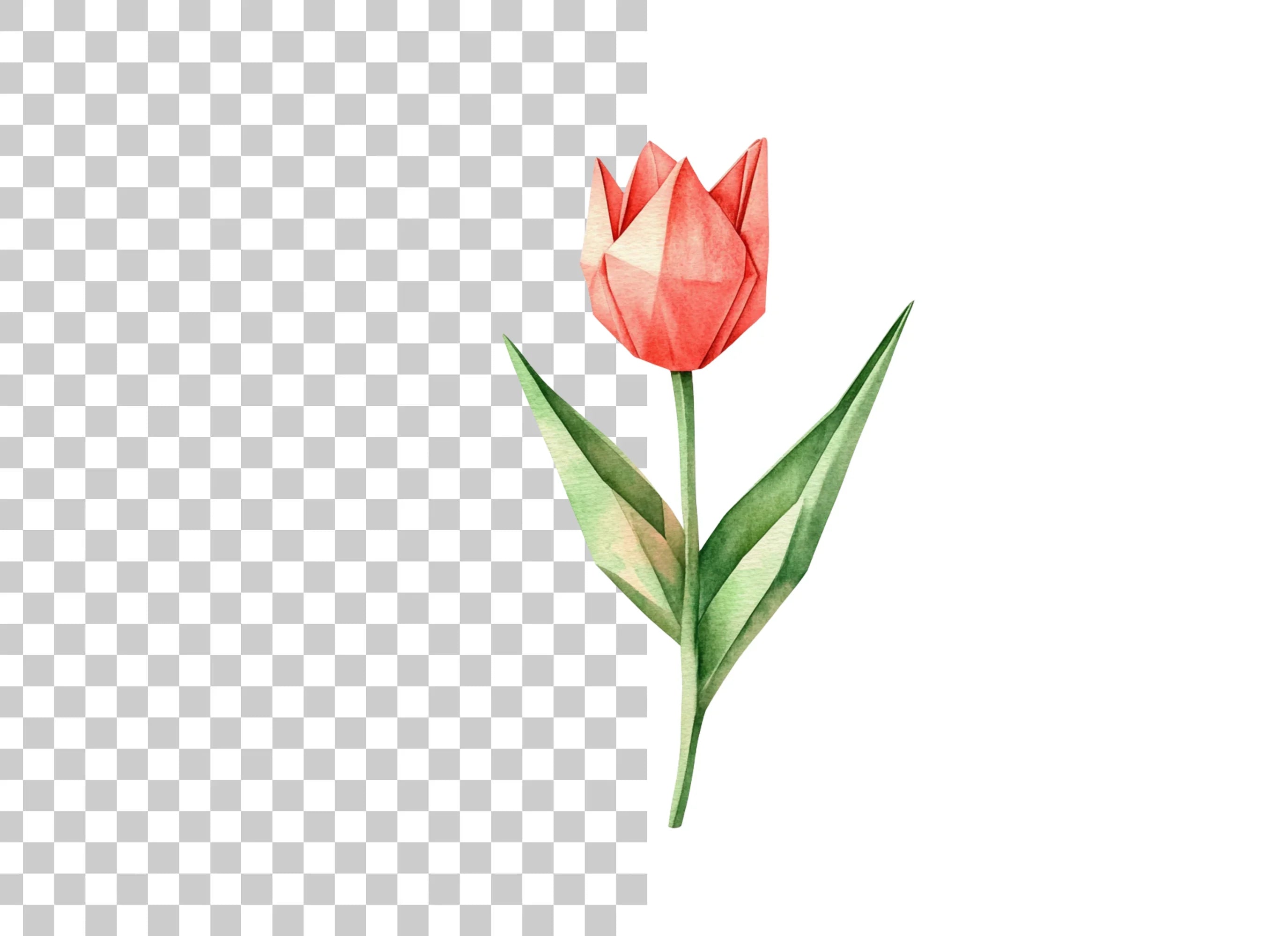 Elegant Origami Tulip Clipart Bundle
