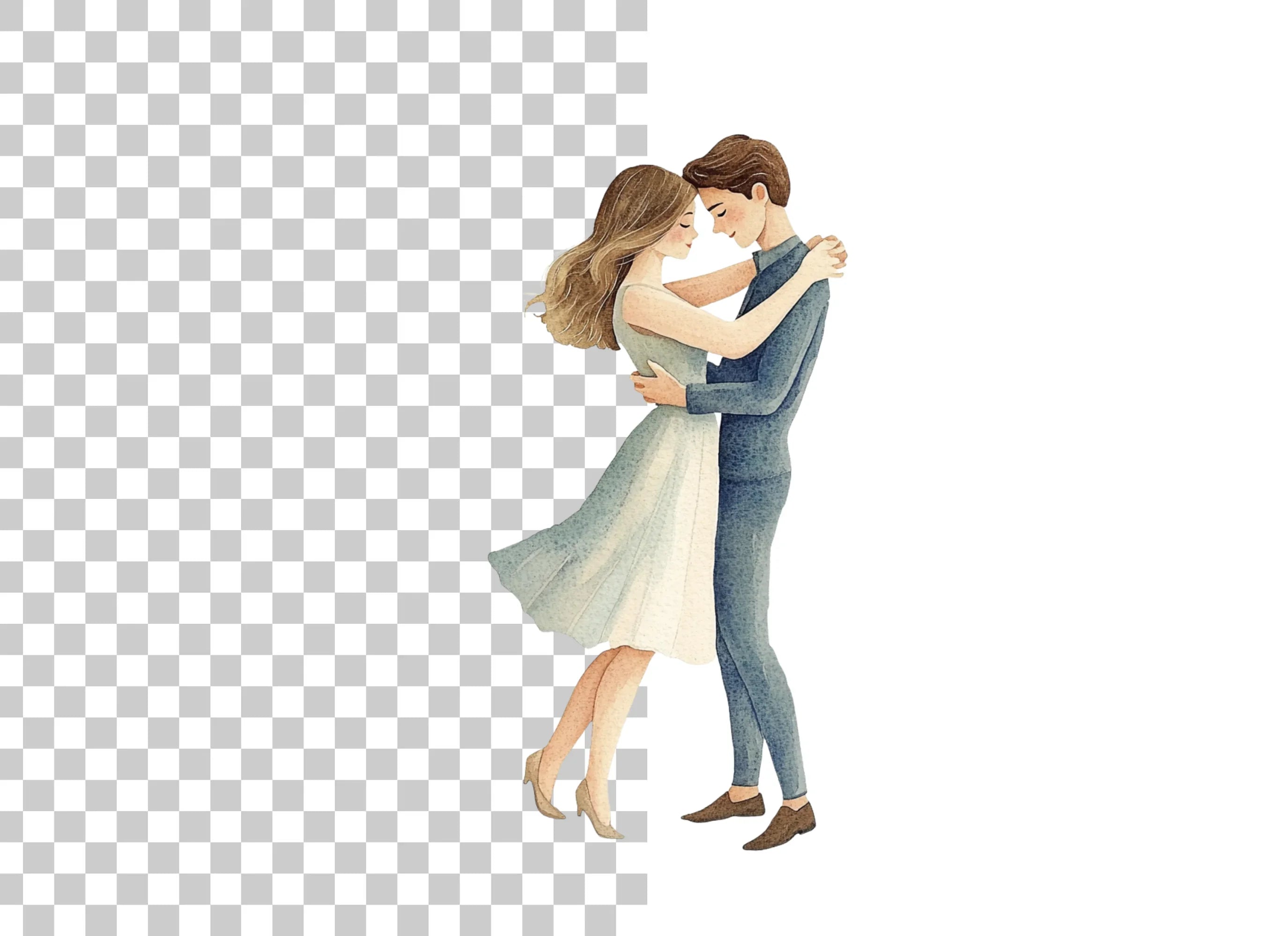 Romantic Couple Embrace Clipart Bundle