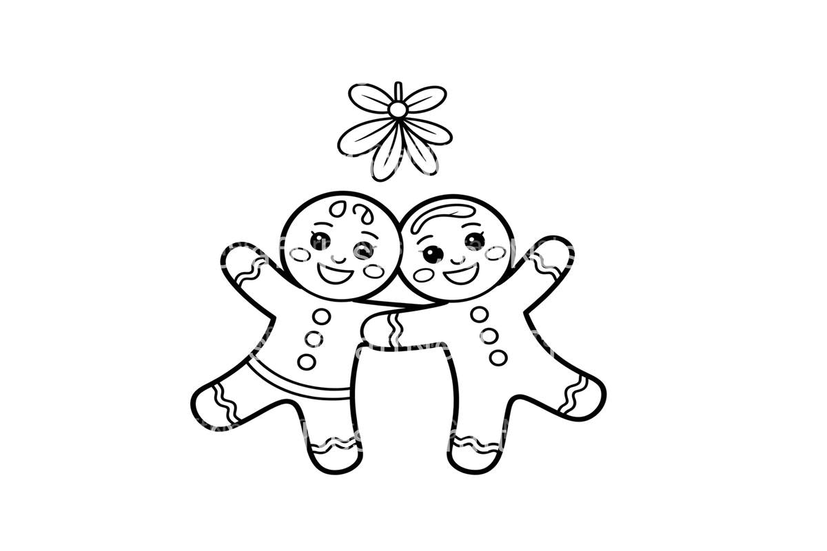 Gingerbread Couple Mistletoe Coloring Books