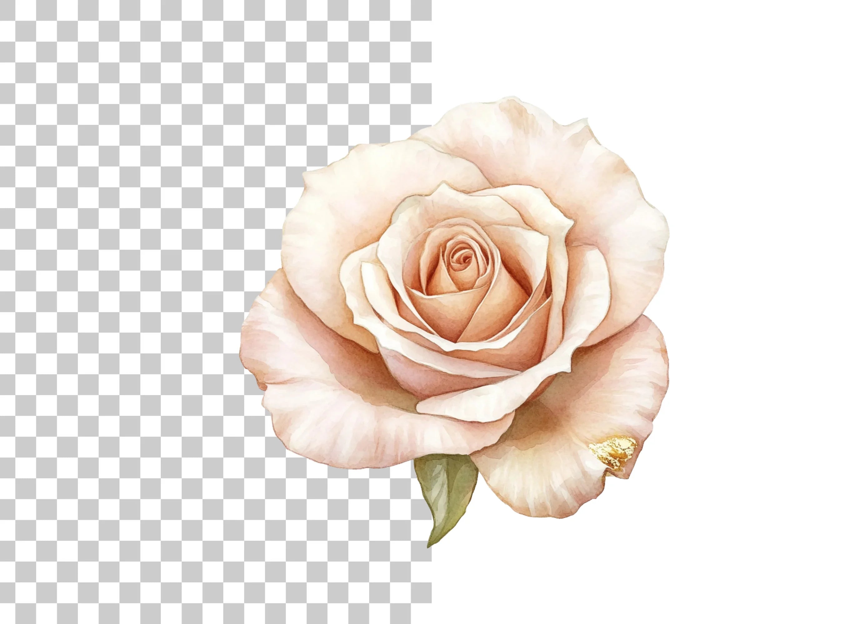 Elegant Blush Pink Rose Flower Clipart Bundle