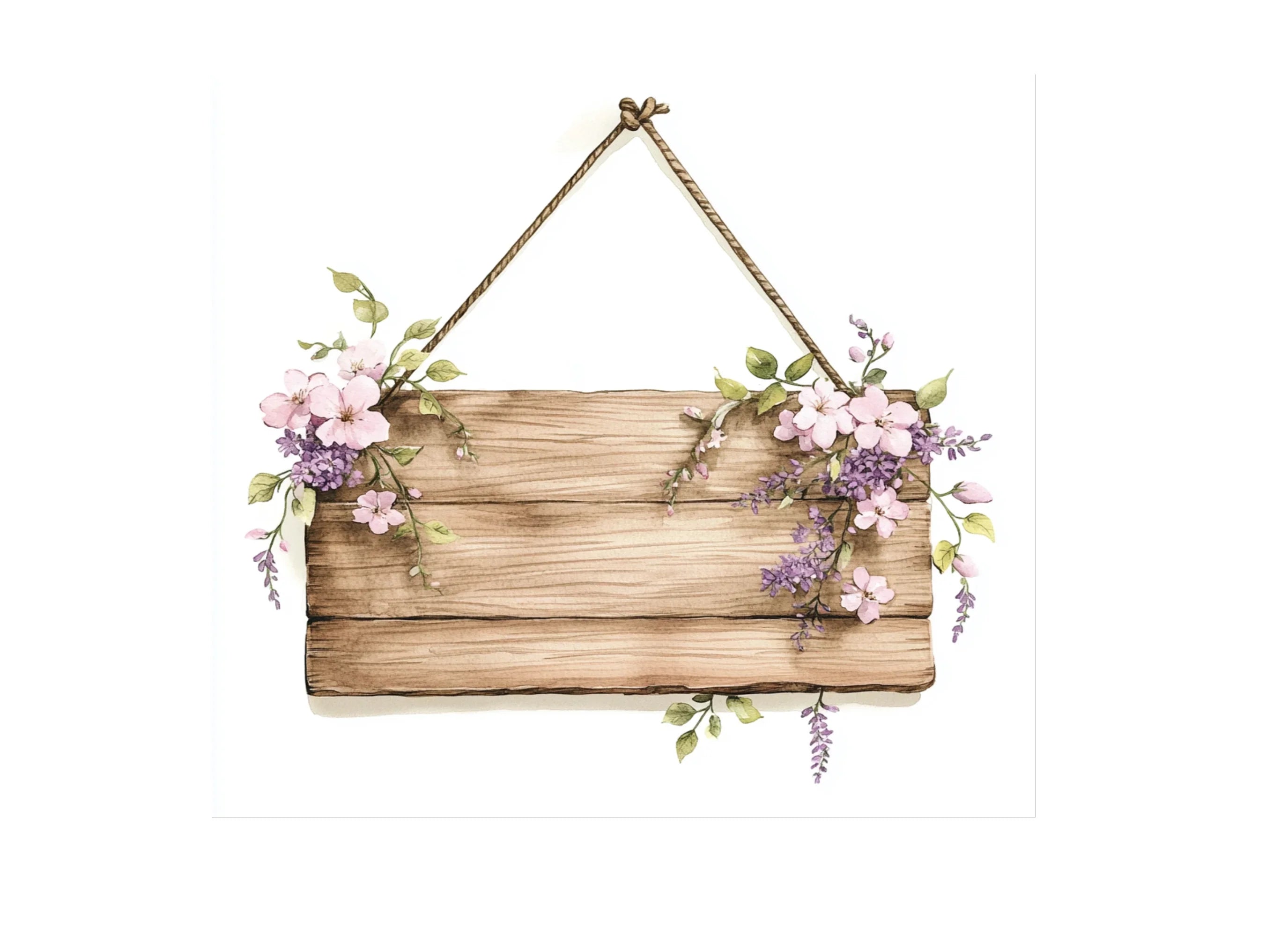 Floral Wooden Signs Clipart Bundle