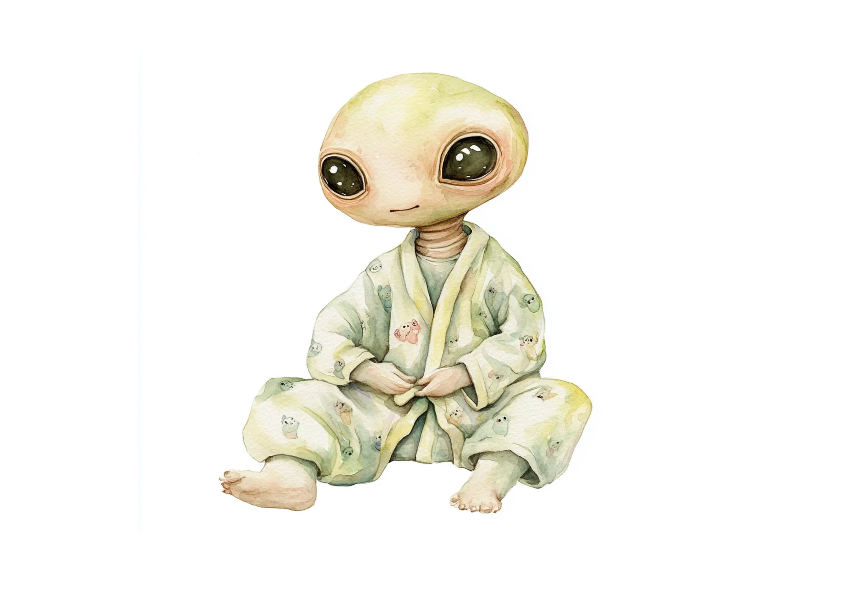 Cute Alien Babies in Pajamas Clipart Bundle