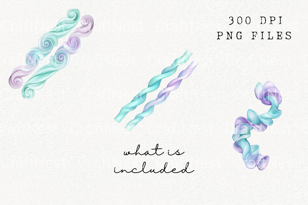 Twisted Ribbon Clipart Bundle