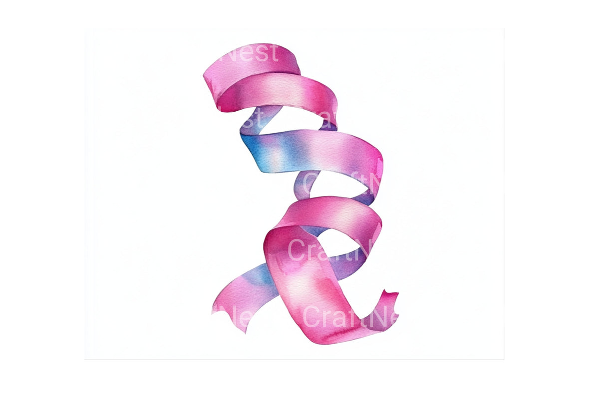 Pink Ribbon Bows Illustrations Clipart Bundle