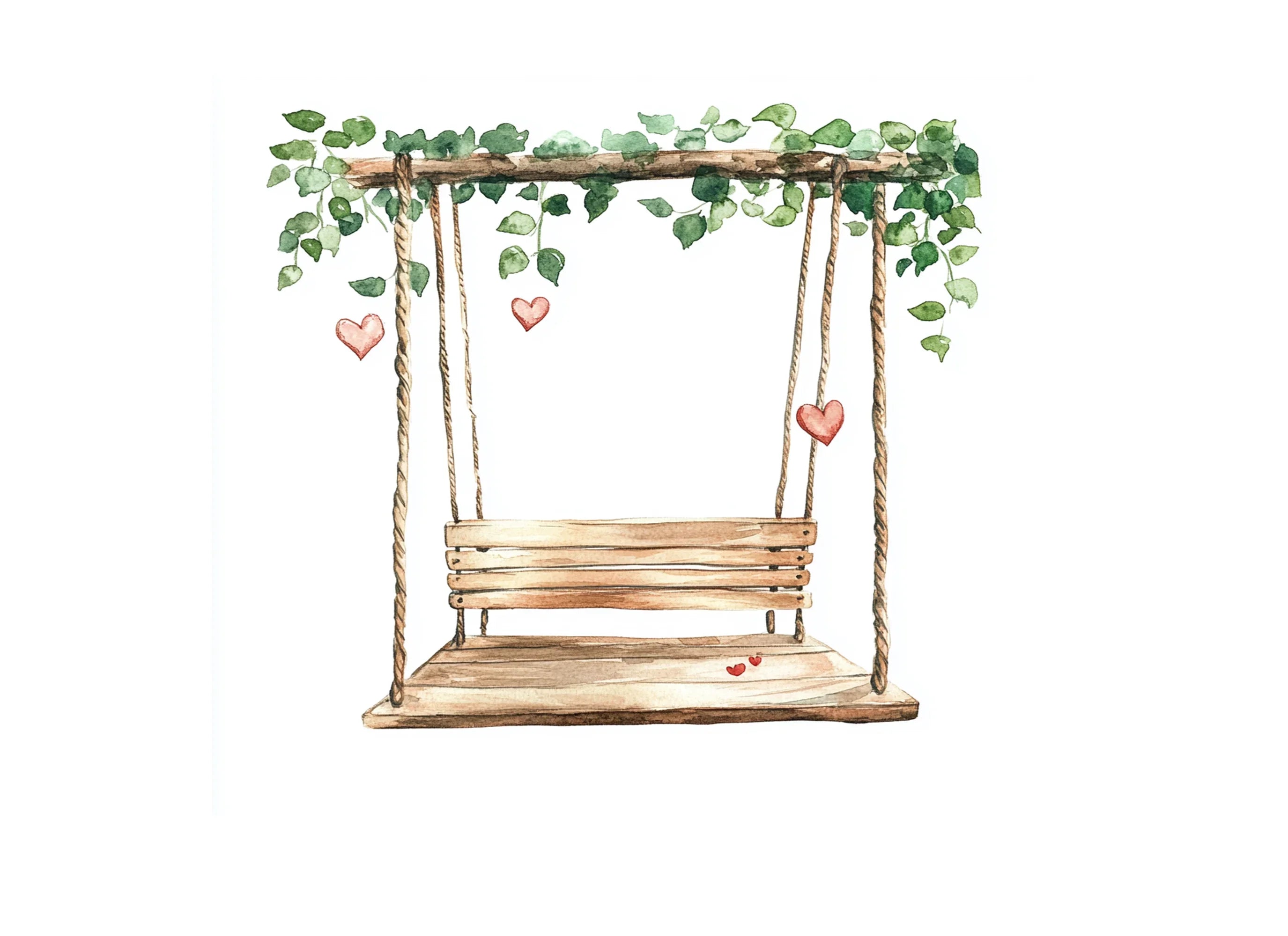 Empty Swing with Hearts Clipart Bundle