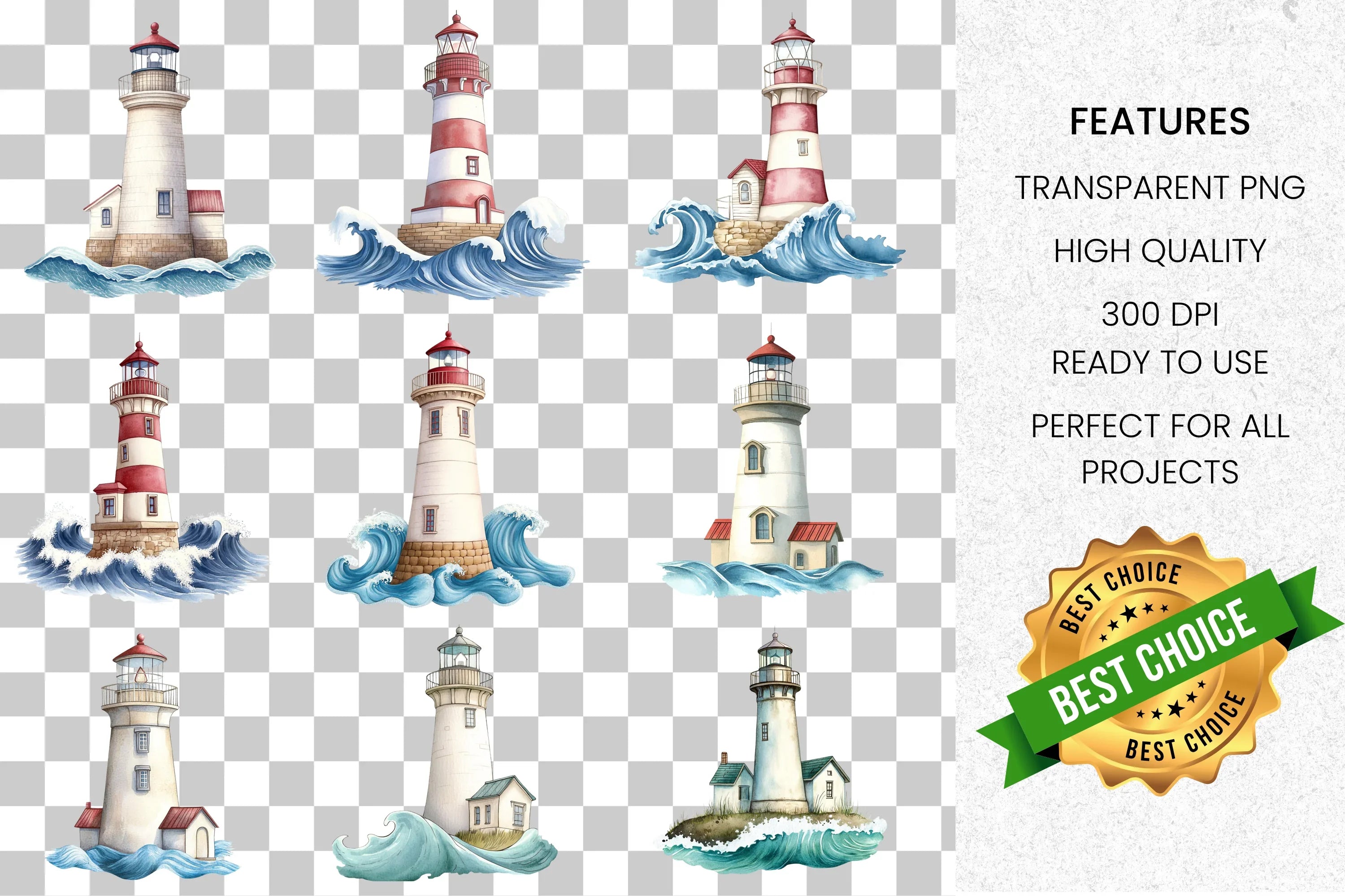 Lighthouse Clipart Bundle