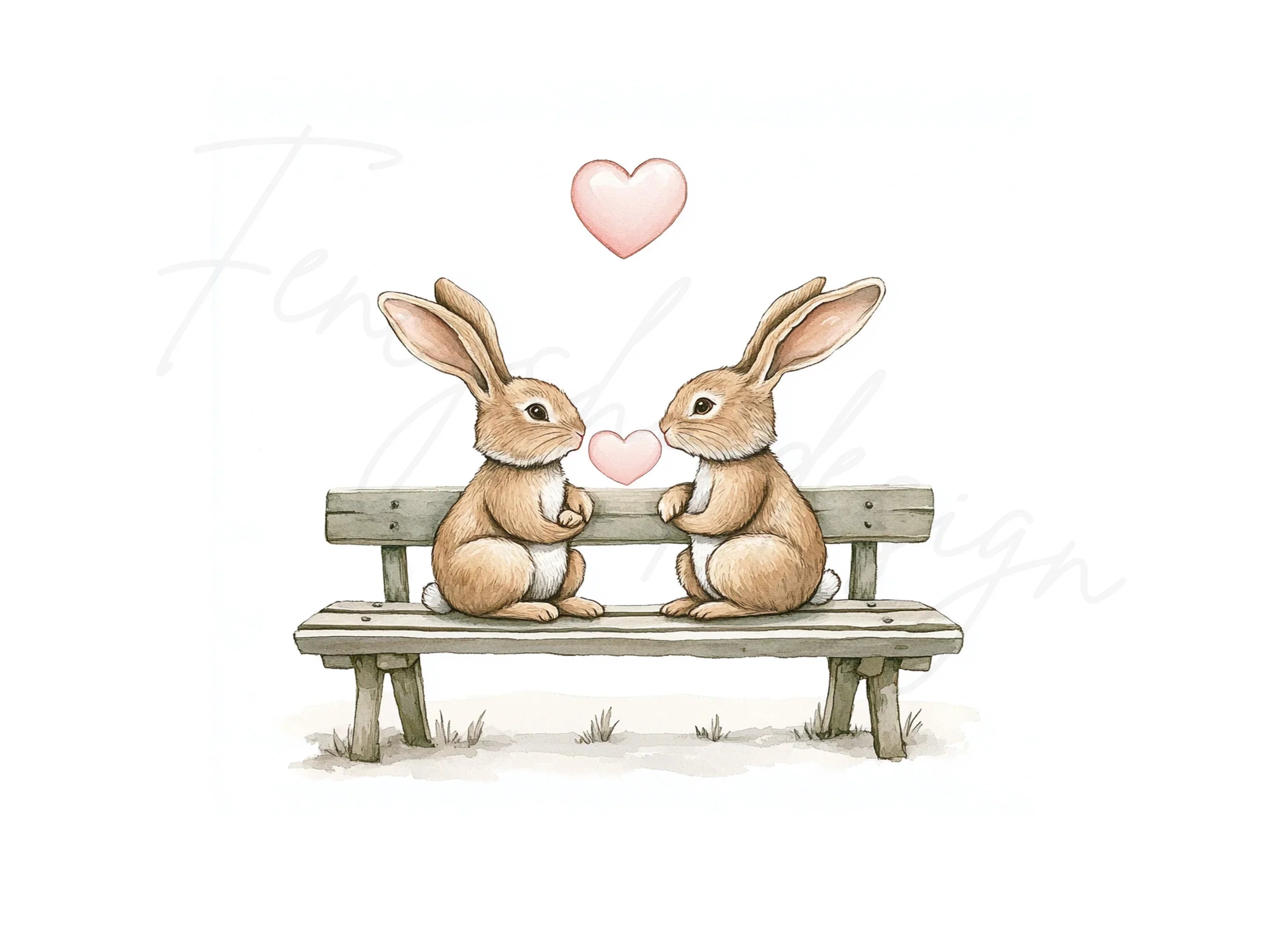 Cute Bunny Couple Love Clipart Bundle