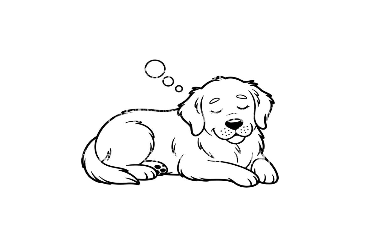 Cute Sleeping Puppy Dog Coloring Books