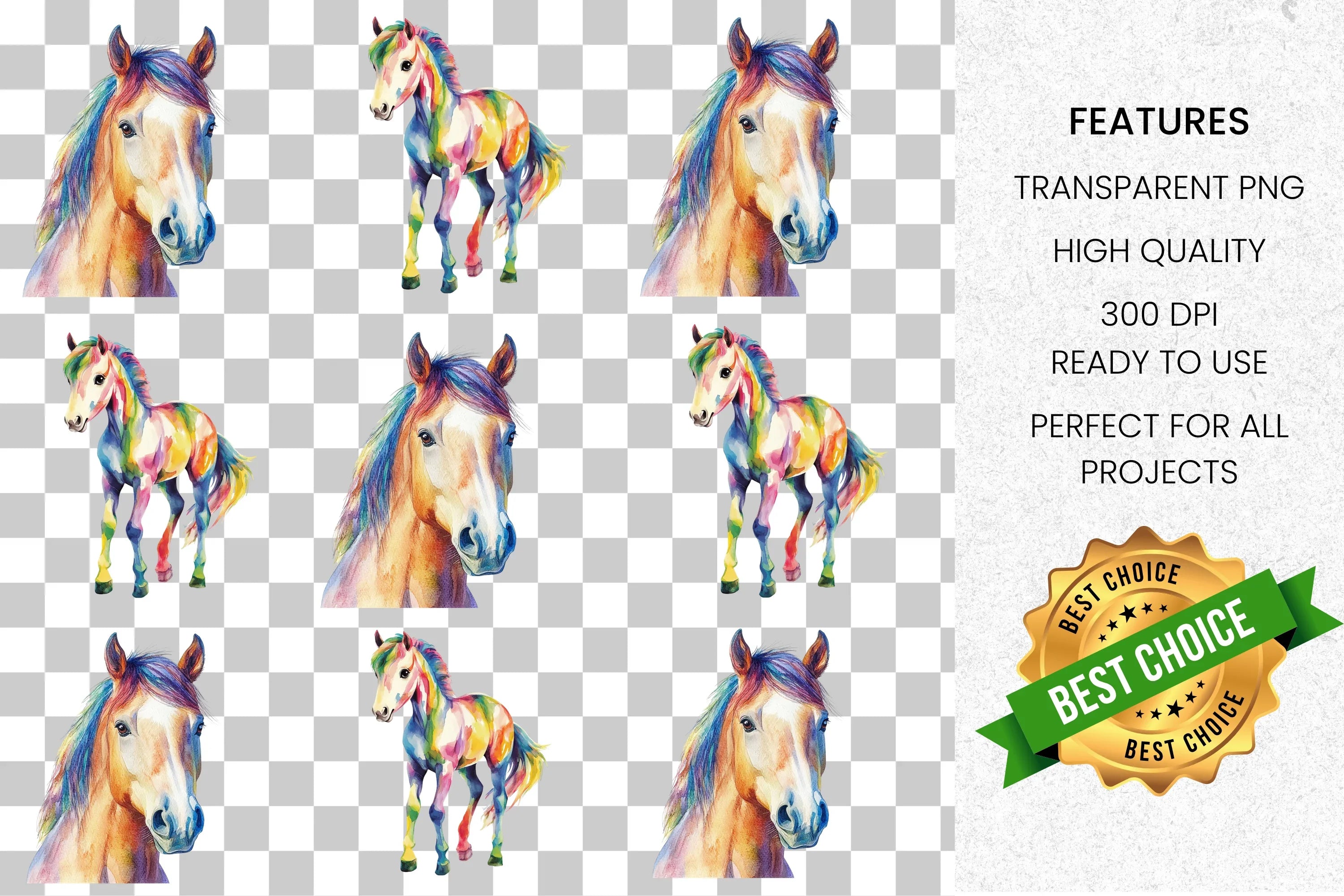 Vibrant Horse Clipart Bundle