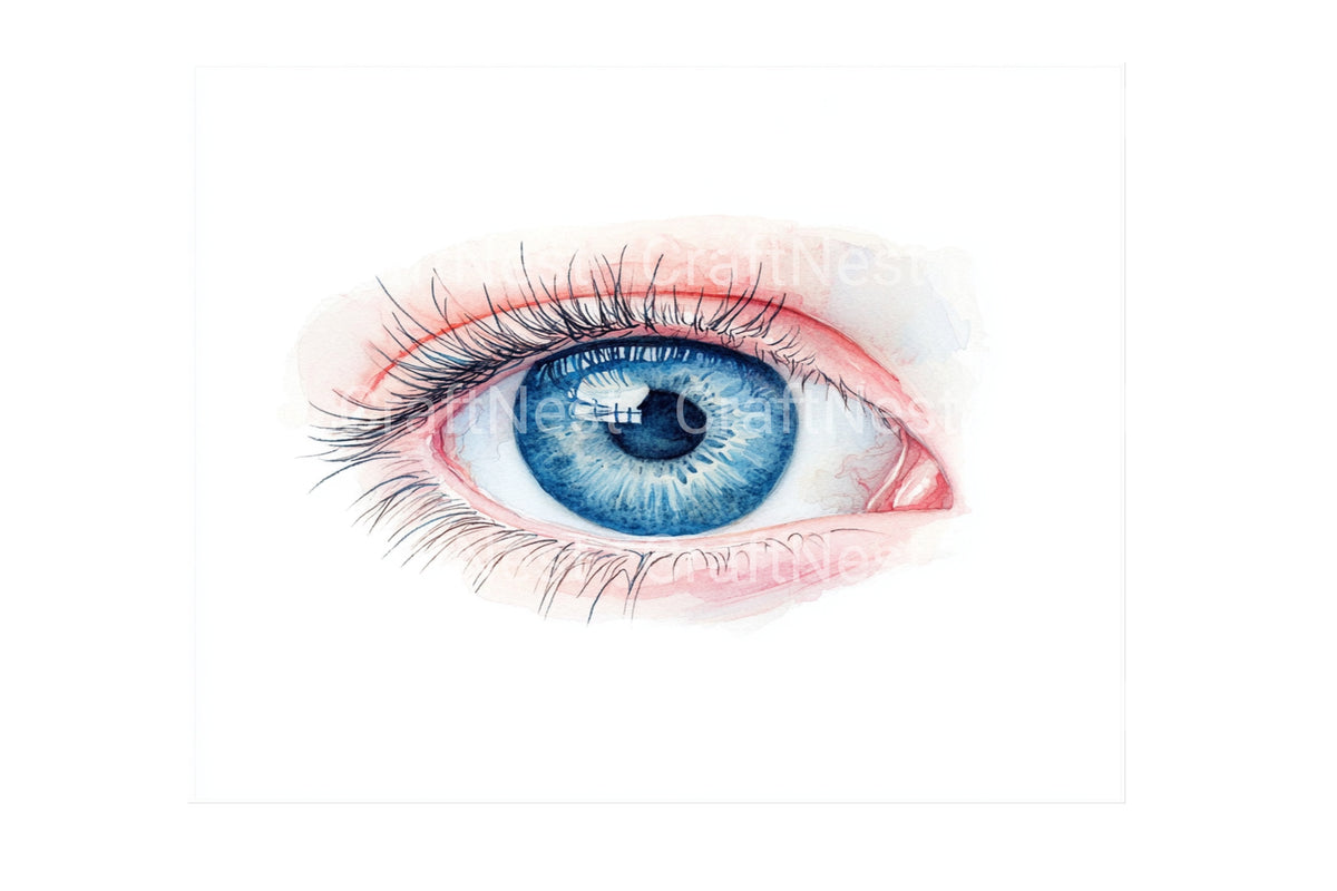 Realistic Blue Eye Watercolor Clipart Planner
