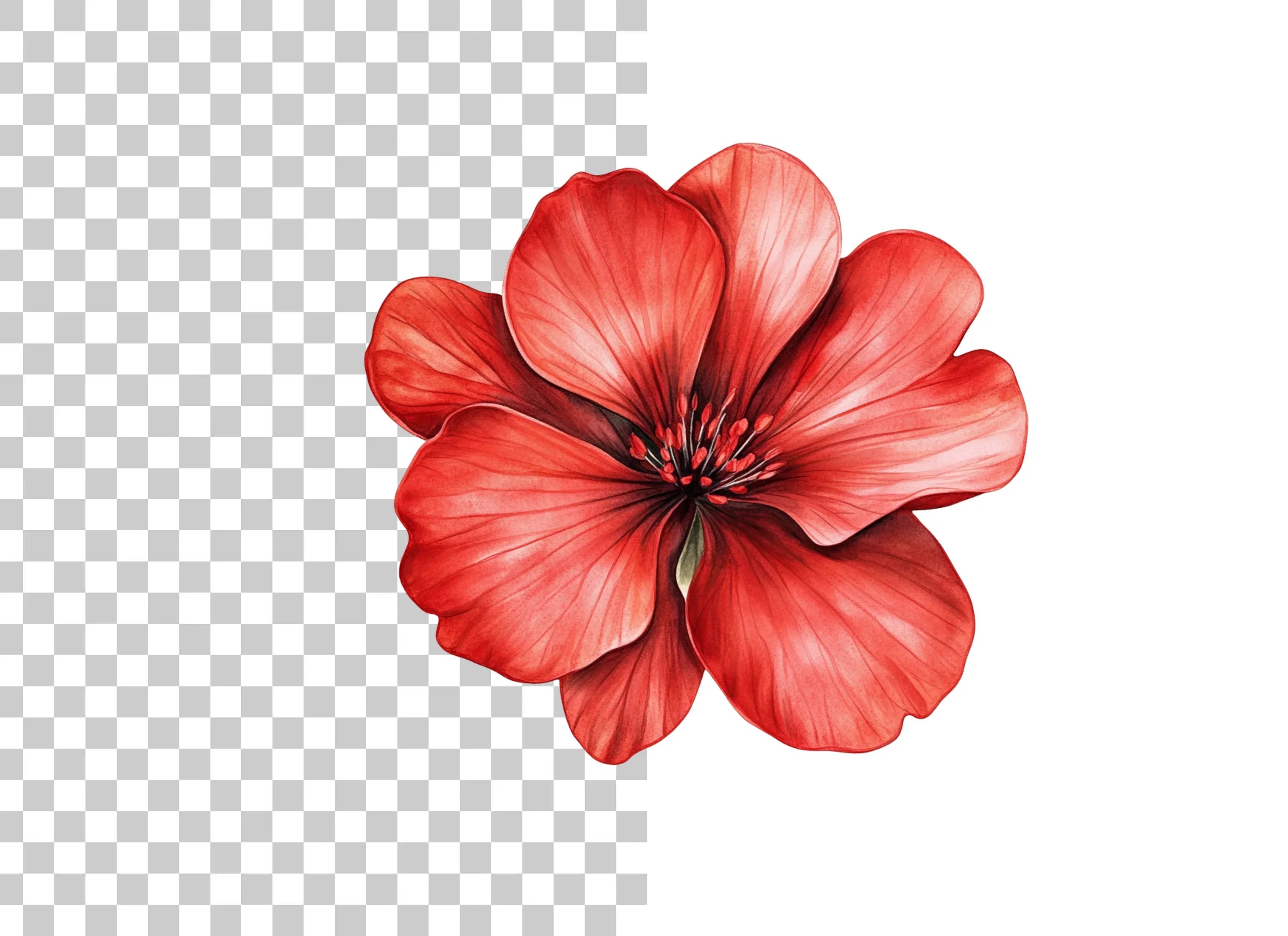 Vibrant Red Geranium Flower Clipart Bundle