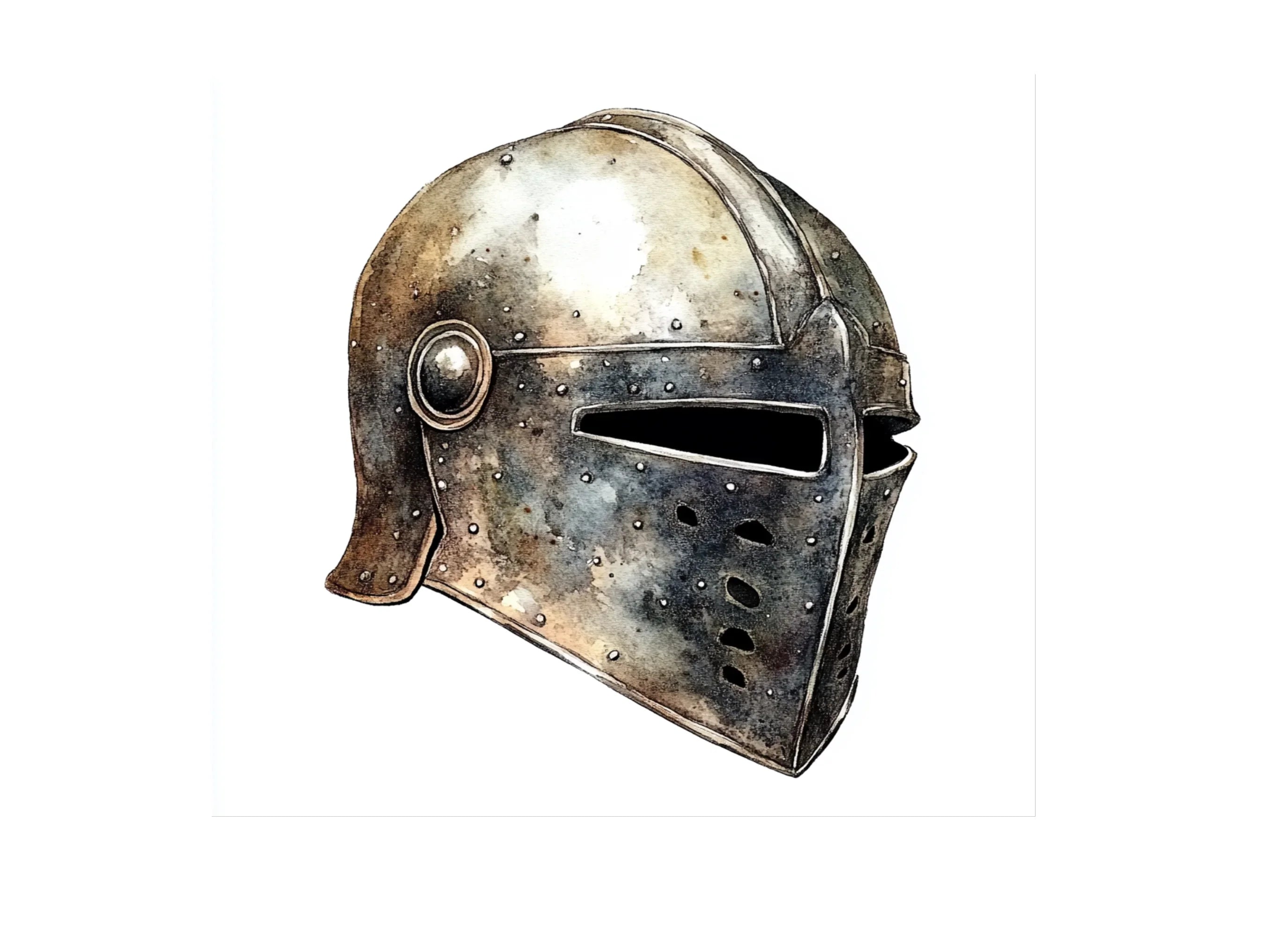 Vintage Medieval Knight Helmets Clipart Bundle