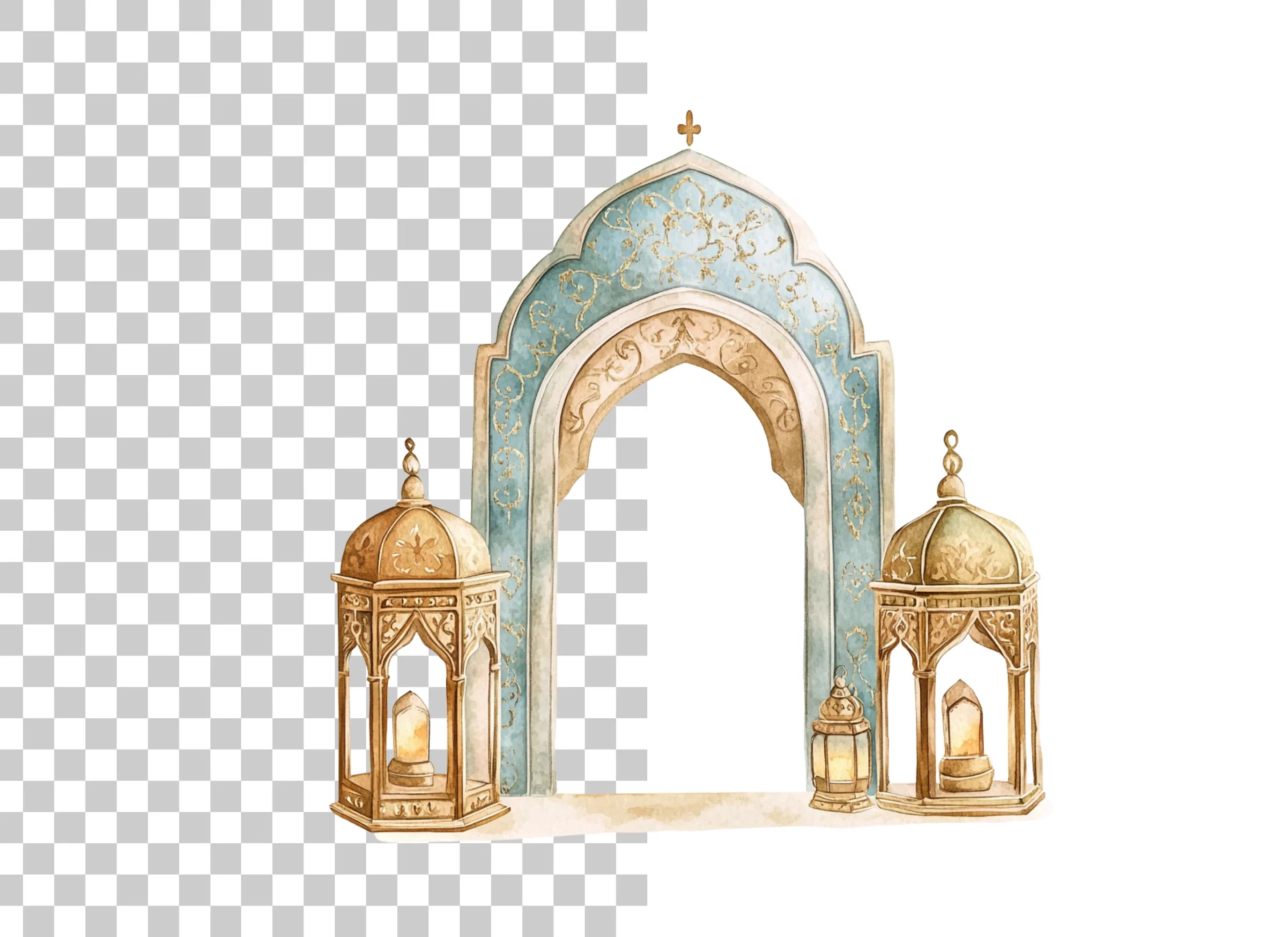 Ramadan Lanterns Archway Clipart Bundle