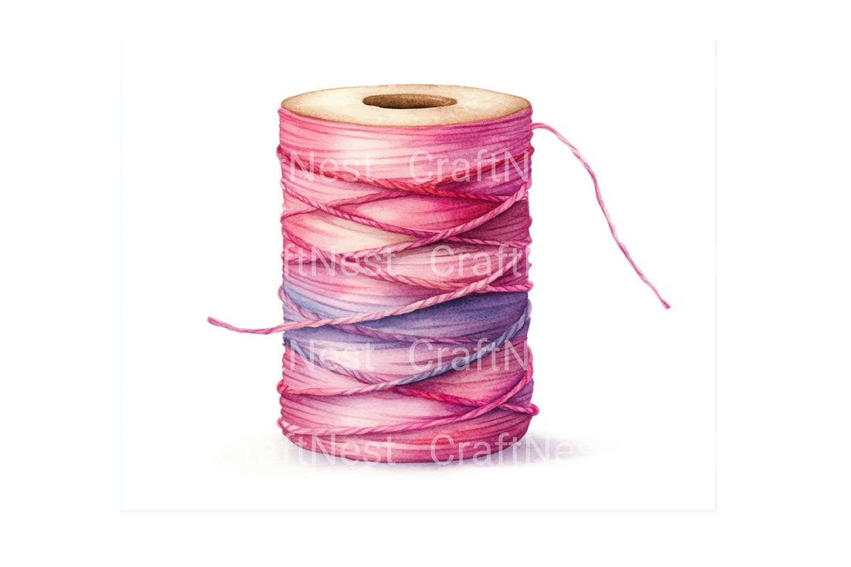 Rainbow Thread Spools Artwork Clipart Bundle