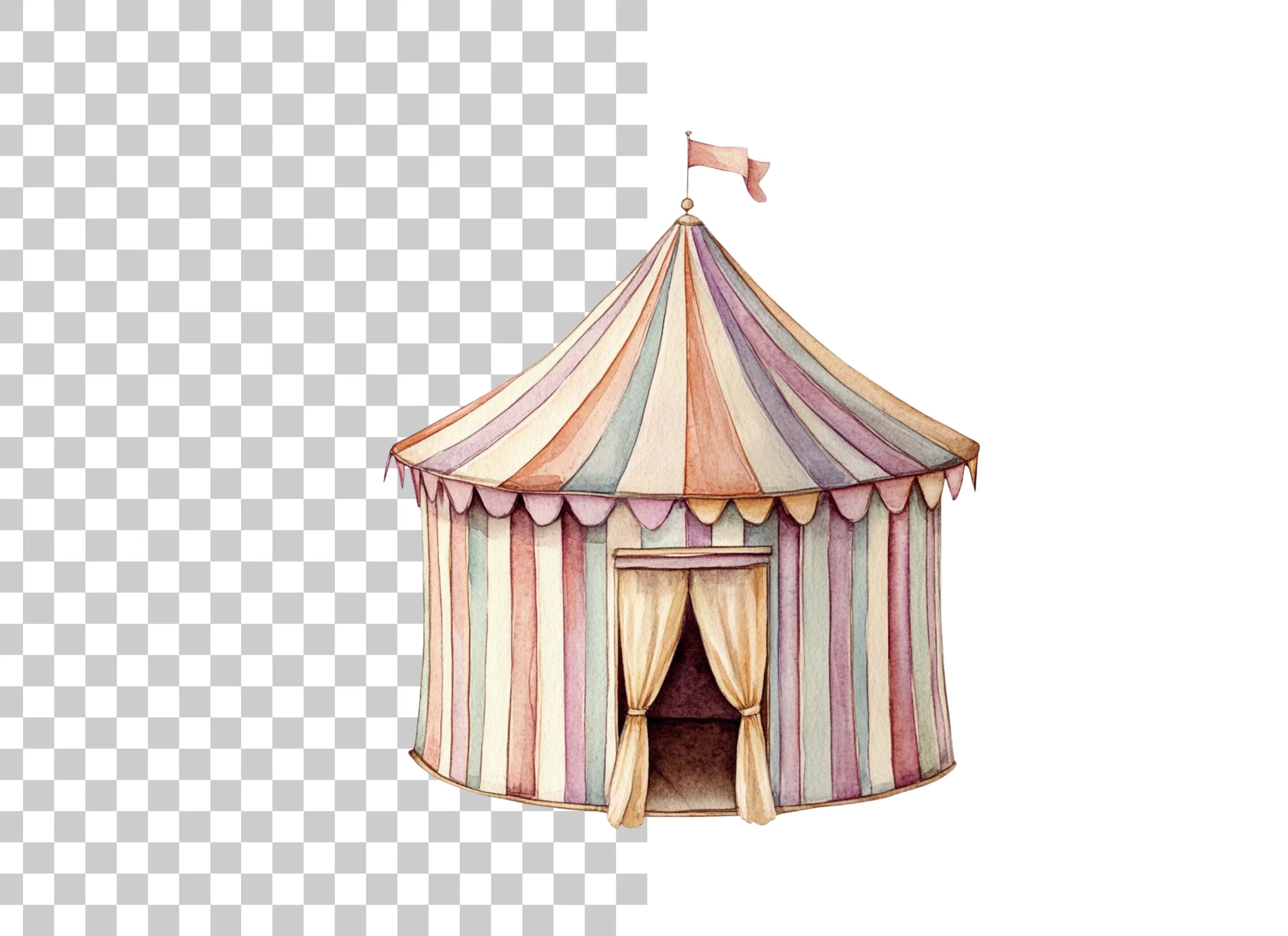 Pastel Circus Tent Clipart Bundle