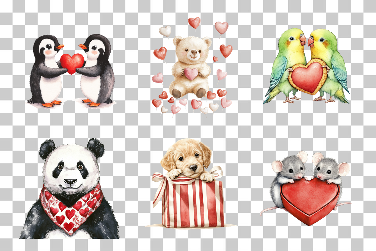 Animal Valentine's Clipart Bundle