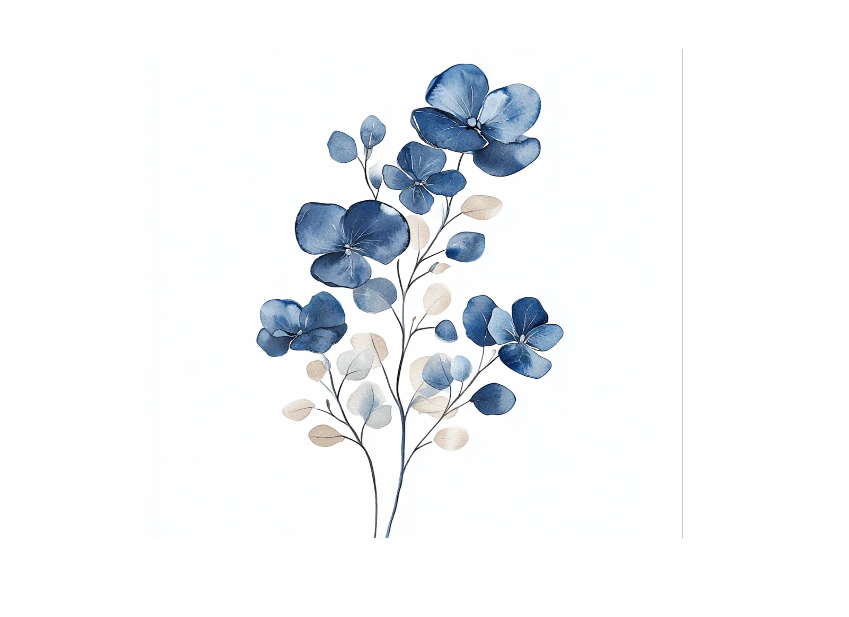 Elegant Blue Floral Clipart Bundle