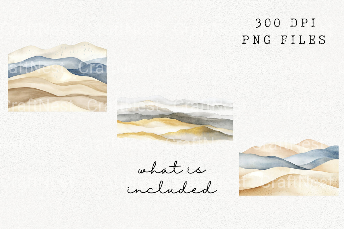 Abstract Mountain Landscape Clipart Bundle