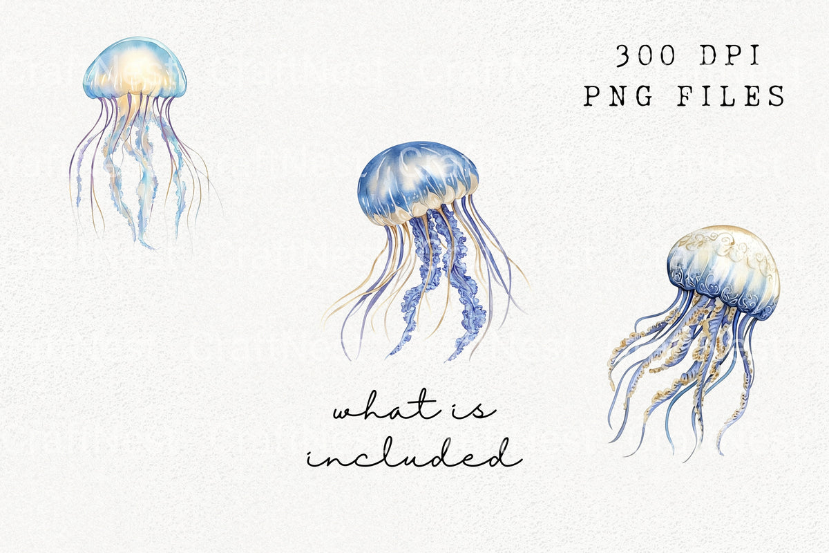 Mystical Jellyfish Clipart Bundle