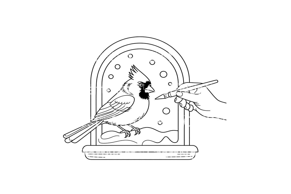 Winter Cardinal Bird Fun Coloring Books
