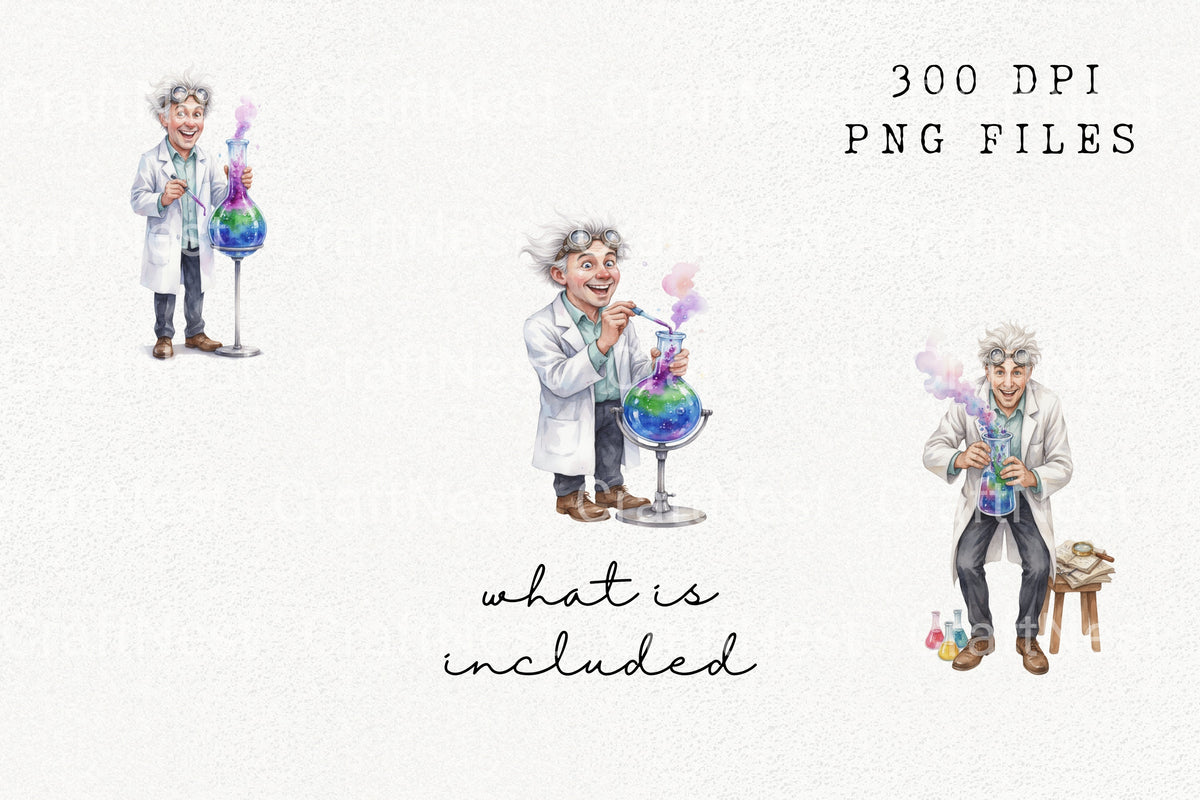 Jolly Scientist Experiment Clipart Bundle