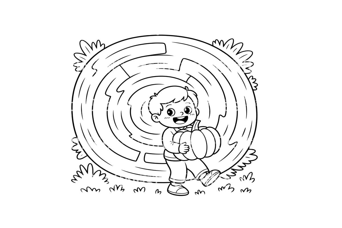 Pumpkin Patch Maze for Kids Coloring Books