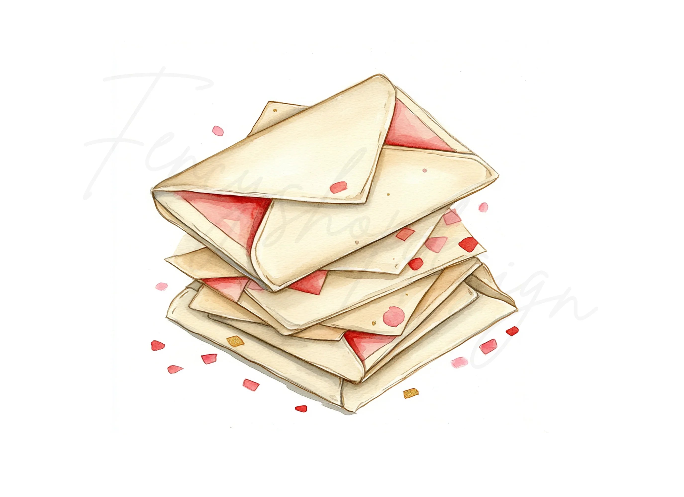 Stacked Love Letter Envelopes Clipart Bundle