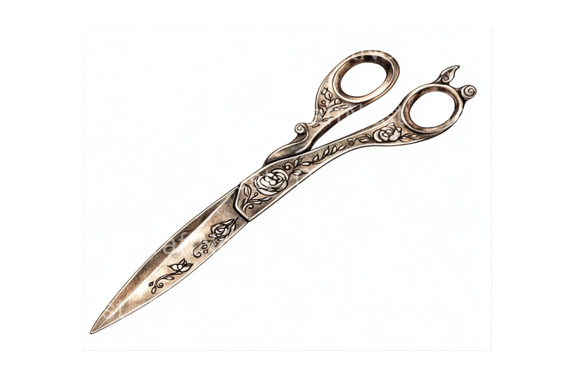 Ornate Gold Scissors Clipart Bundle