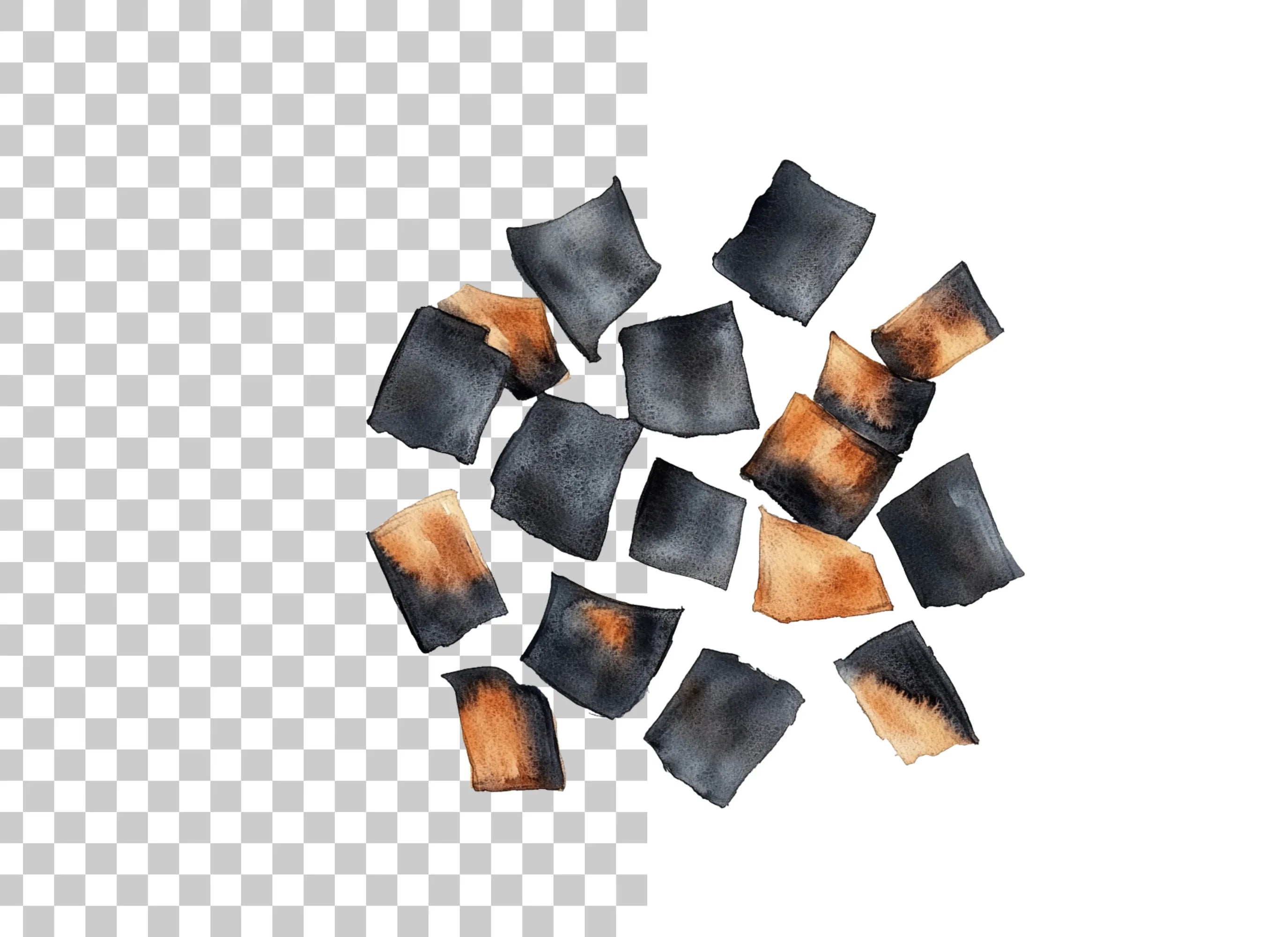Scattered Burnt Pieces Clipart Bundle